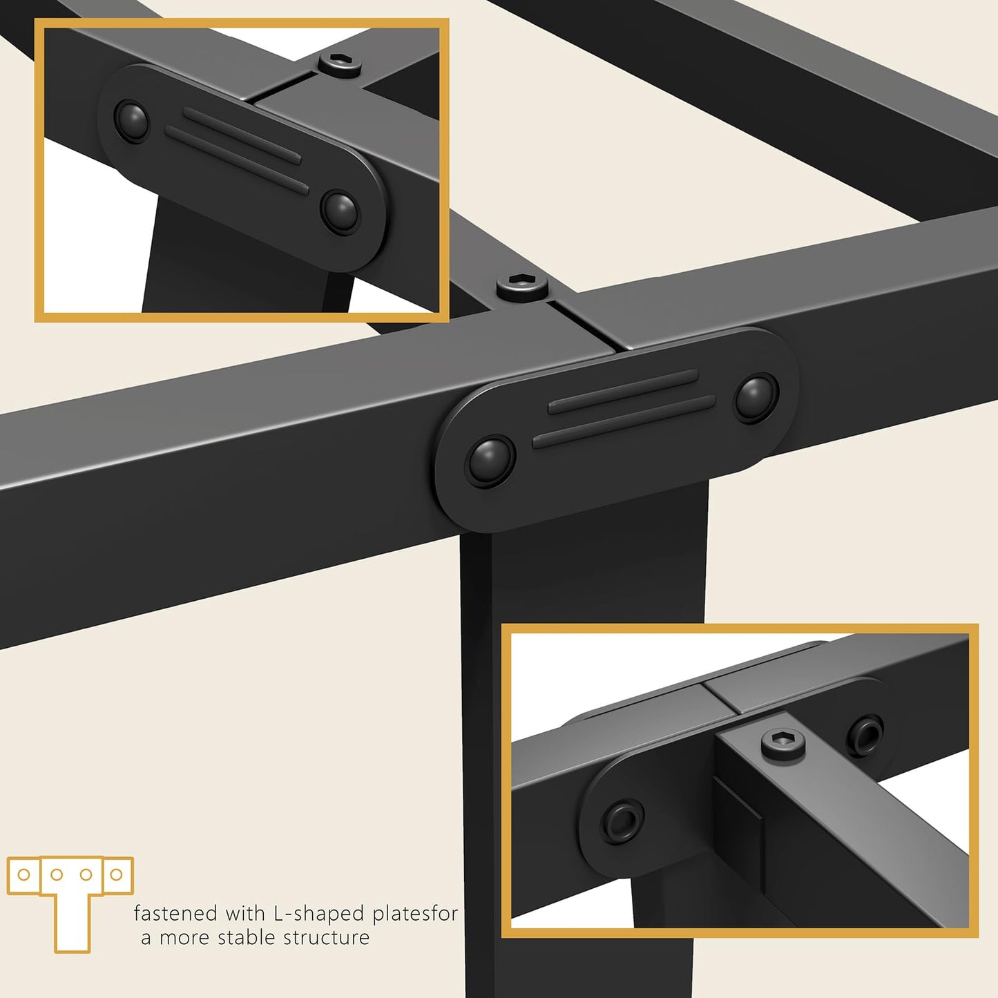 Vengarus Metal Bed Frame,Full Size Bed Frame with Headboard,Structurally Stable, Heavy Duty Steel Slat Supported,Under Bed Storage,No Box Spring Needed,14 Inch,Black