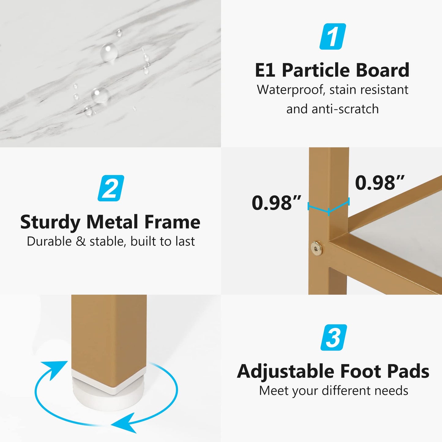 Tribesigns 70.9 inch Extra Long Console Table, Faux Marble Entryway Table with 2 Tier Storage Shelf, Narrow Sofa Table Behind Couch, Modern Hallway Accent Table for Living Room, White and Gold