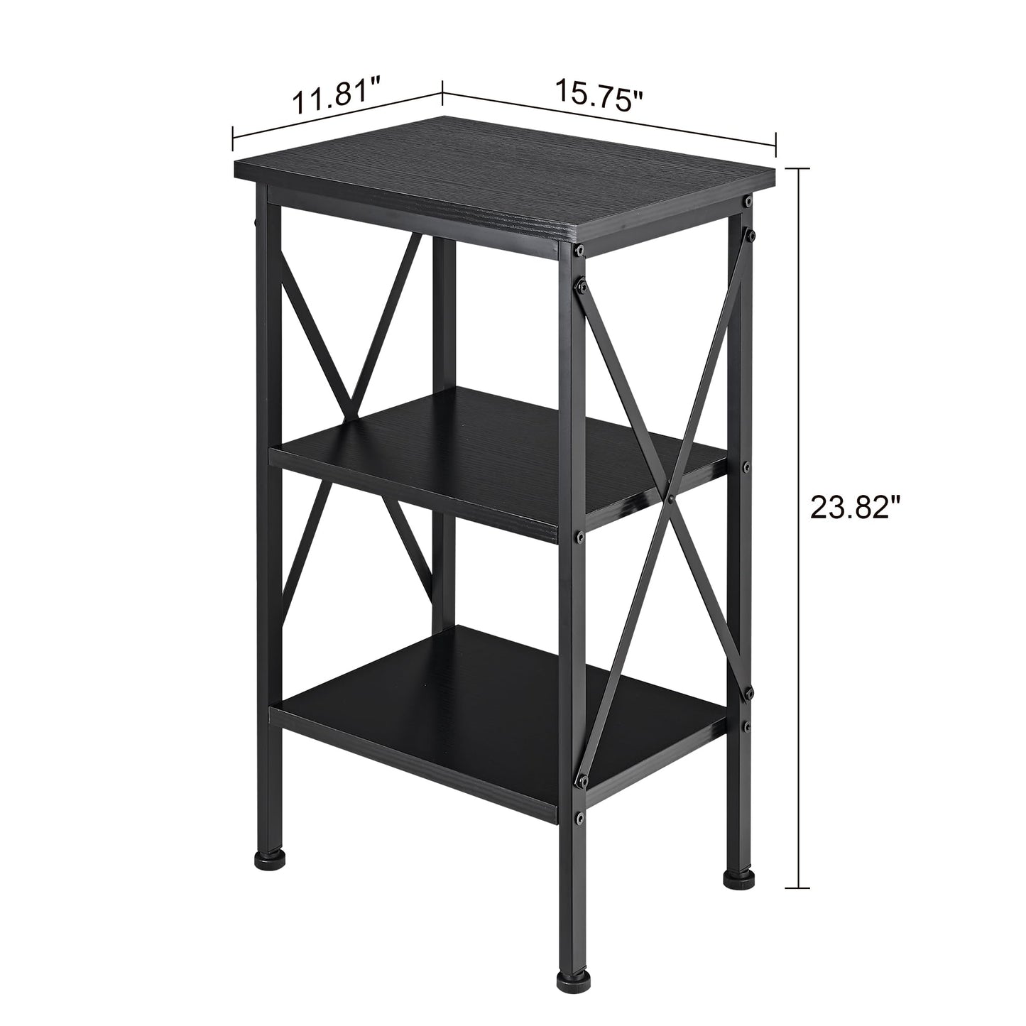 VECELO Night Stands Side/End Table with Storage Shelf Nightstands for Living Room Bedroom, Classic Black,1 Set