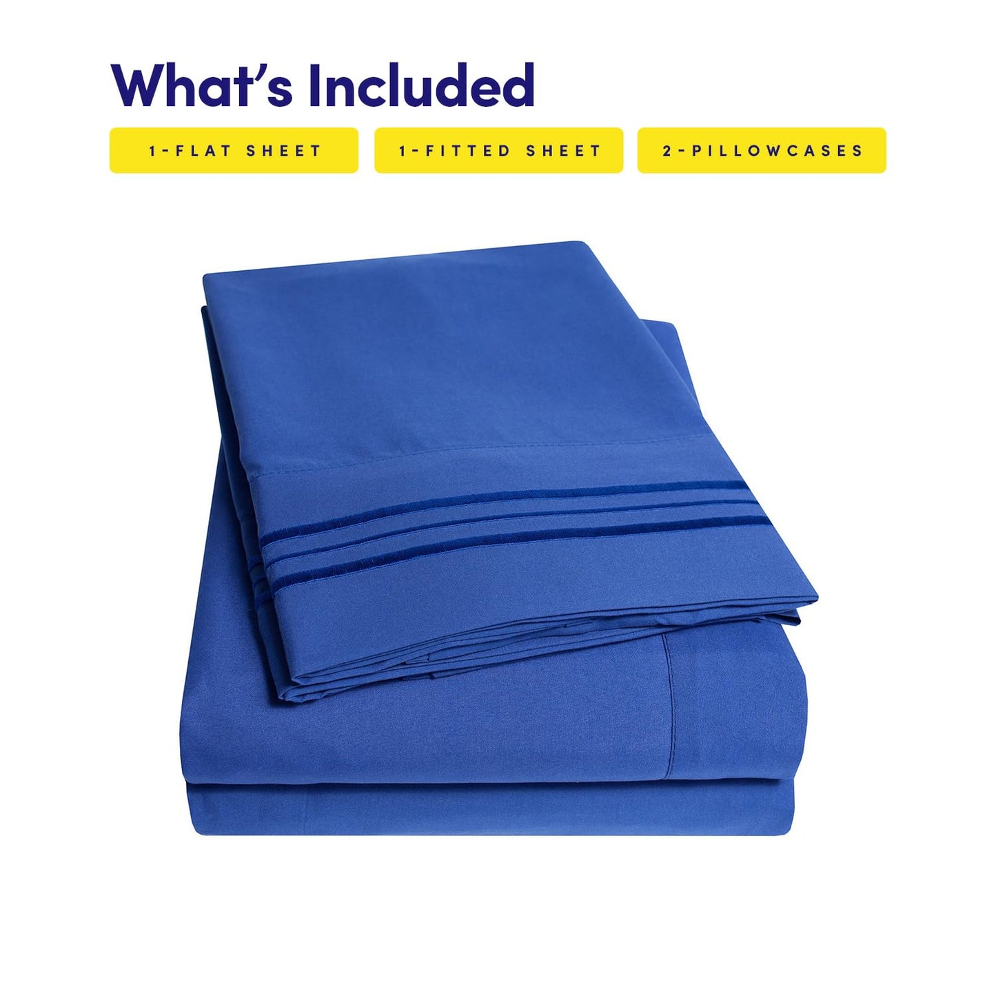 1500 Supreme Collection Full Sheet Sets Royal Blue - Luxury Hotel Bed Sheets and Pillowcase Set for Full Mattress - Extra Soft, Elastic Corner Straps, Deep Pocket Sheets, Full Royal Blue