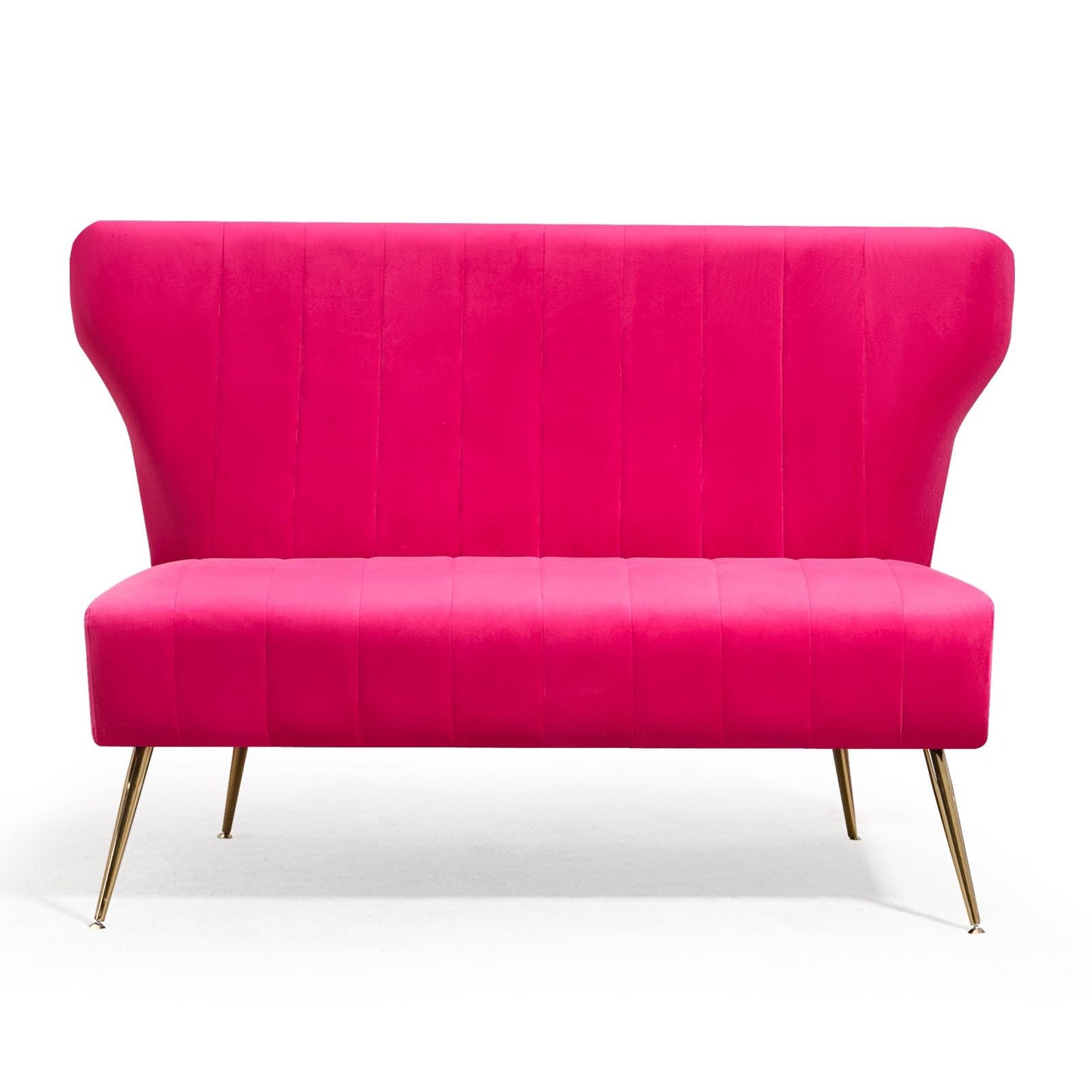 WQSLHX 50’’ Velvet Modern Armless Loveseat Sofa, Upholstered Small Wingback Couch Sofa with Golden Metal Legs, 2 Seater Tufted Couch for Bedroom, Apartment Small Space