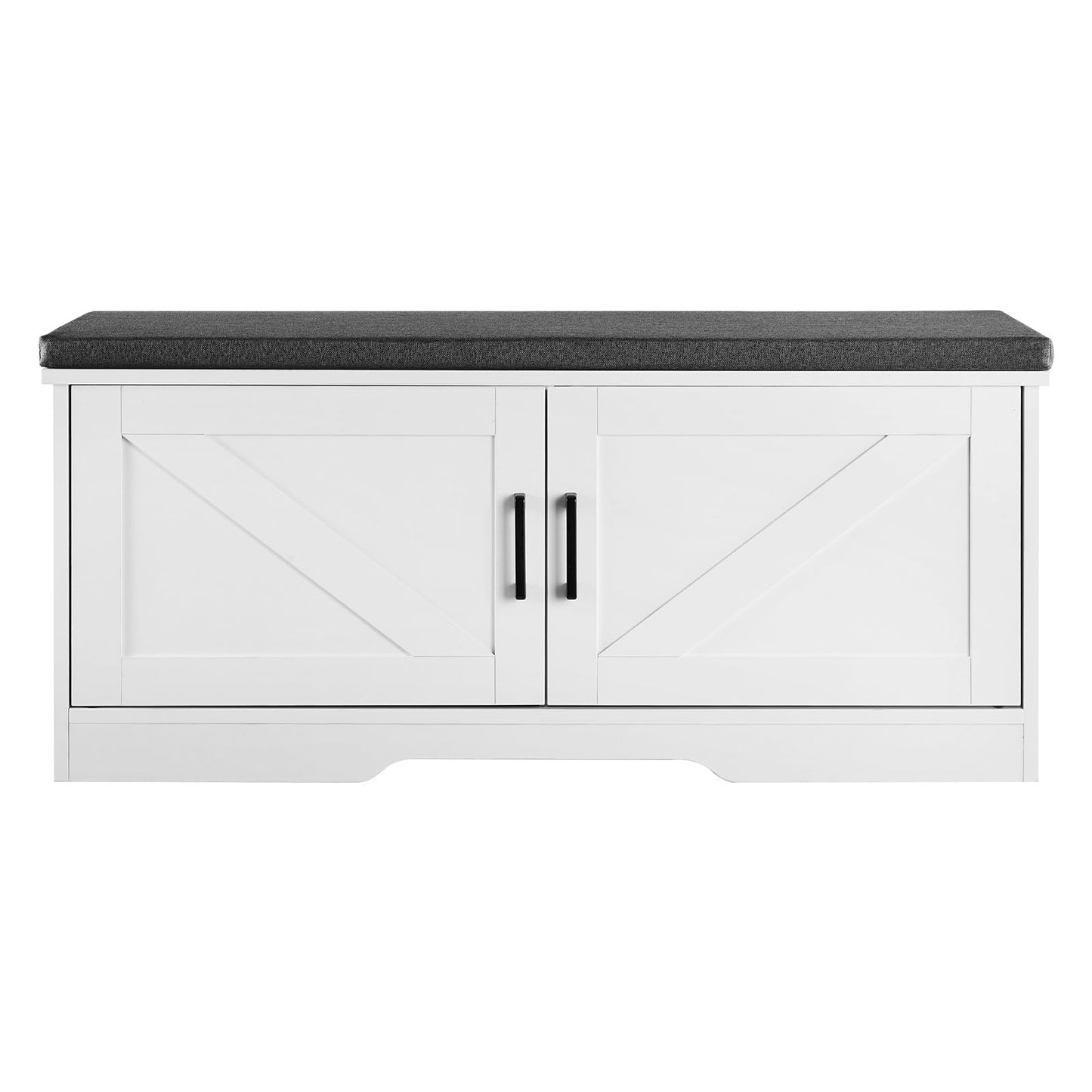 VEVOR Shoe Storage Bench with Padded Cushion & 2 Barn Doors, Entryway Bench 39.4 x 14.0 x 18.1 Inches, for Entryway, Hallway, Living Room, Bedroom