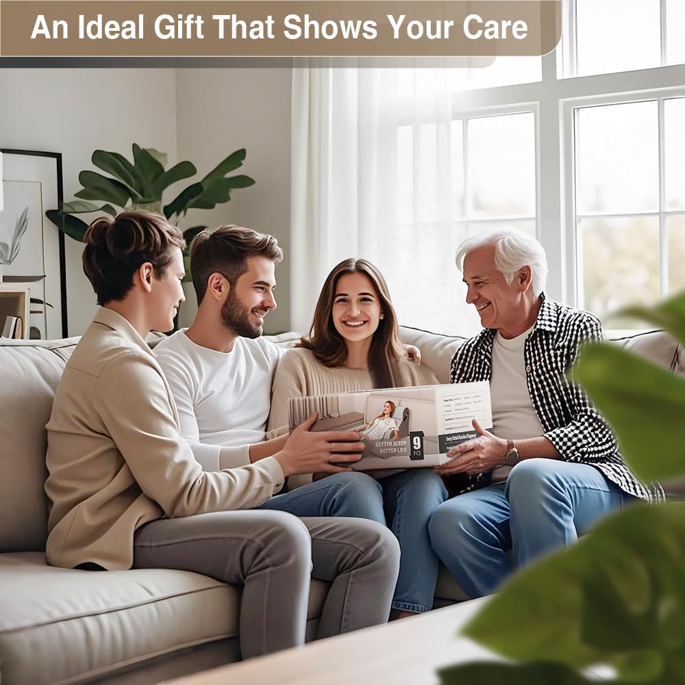 9PCS Orthopedic Bed Wedge Pillow Set for After Surgery Recovery, Body Positioners for Back and Leg Pain Relief, Adjustable Memory Foam Comfort for Sitting up in Bed, Ideal for Adult Acid Reflux & GERD