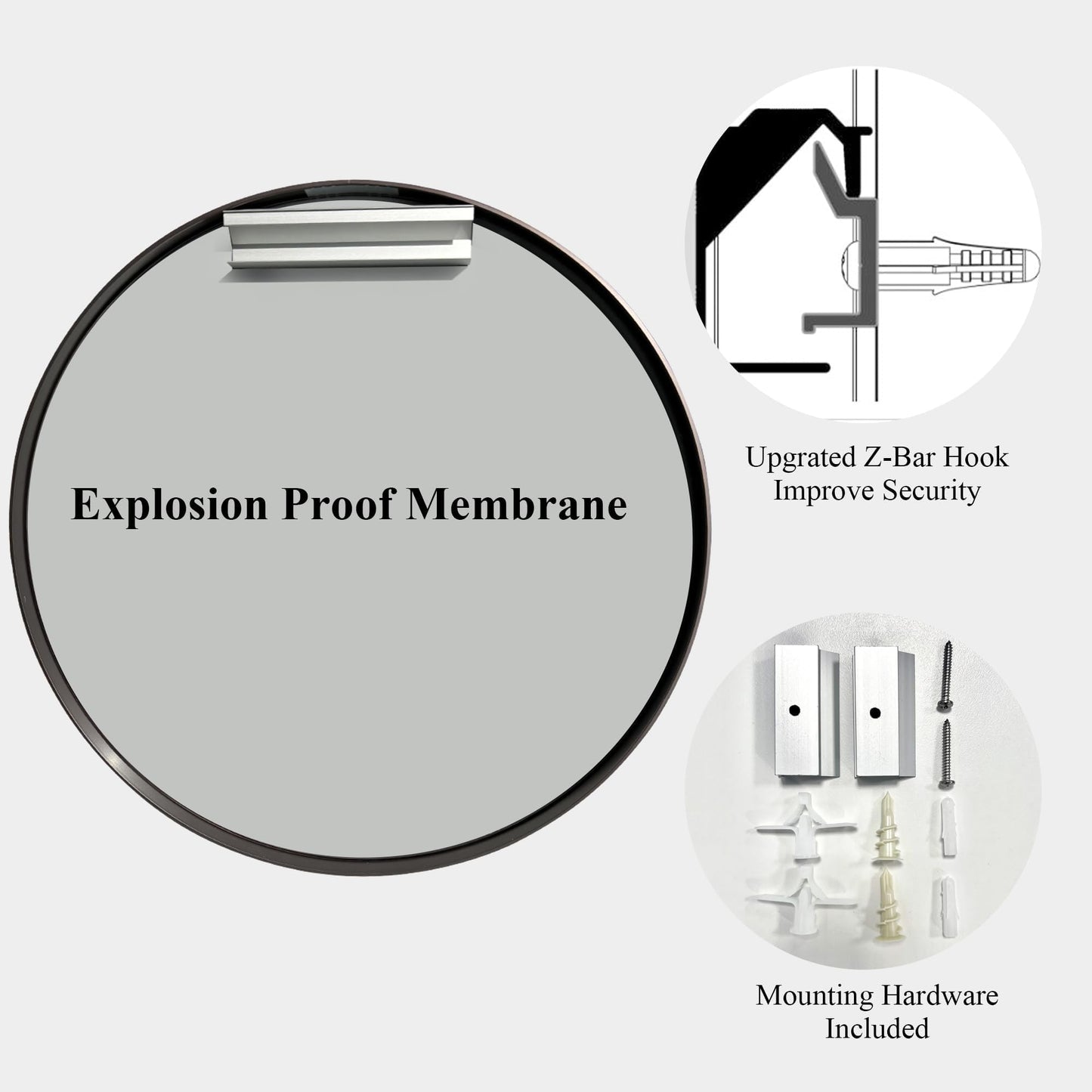 Umzodo 30 inch Round Black Mirror, Brushed Black Metal Framed Circle Wall Mirror for Bathroom Vanity, Bedroom Decor, Living Room, Entryway