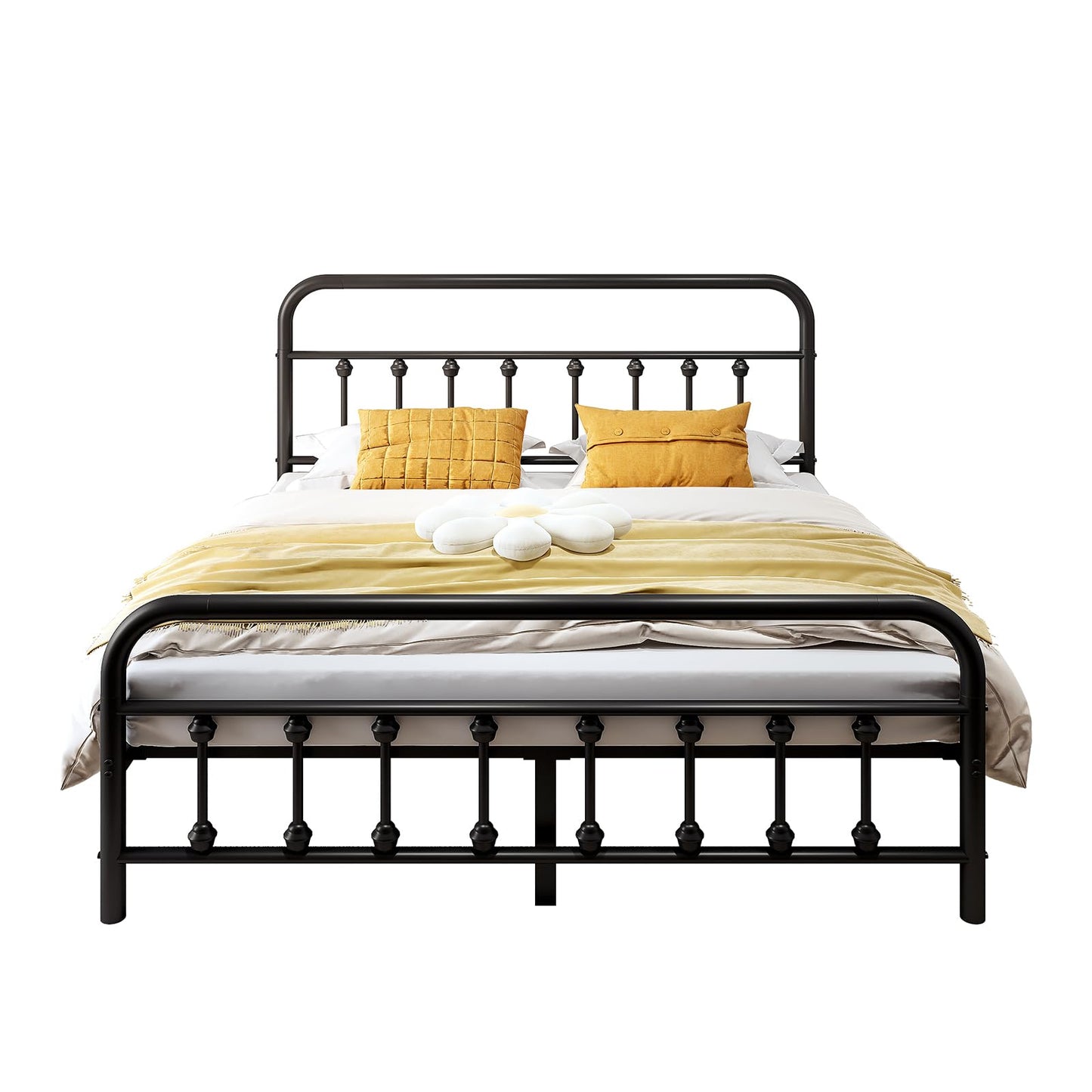 Vengarus Metal Bed Frame,Full Size Bed Frame with Headboard,Structurally Stable, Heavy Duty Steel Slat Supported,Under Bed Storage,No Box Spring Needed,14 Inch,Black
