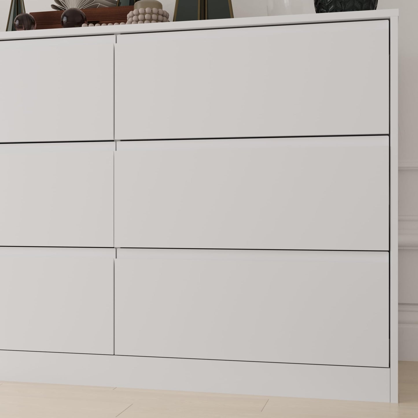70.9” Dresser for Bedroom with 9 Drawers, Large Modern Chest of Drawers with Deep Drawers, Wide Double Dresser Handle Free, Storage Organizer for Bedroom, Living Room, Hallway (White)