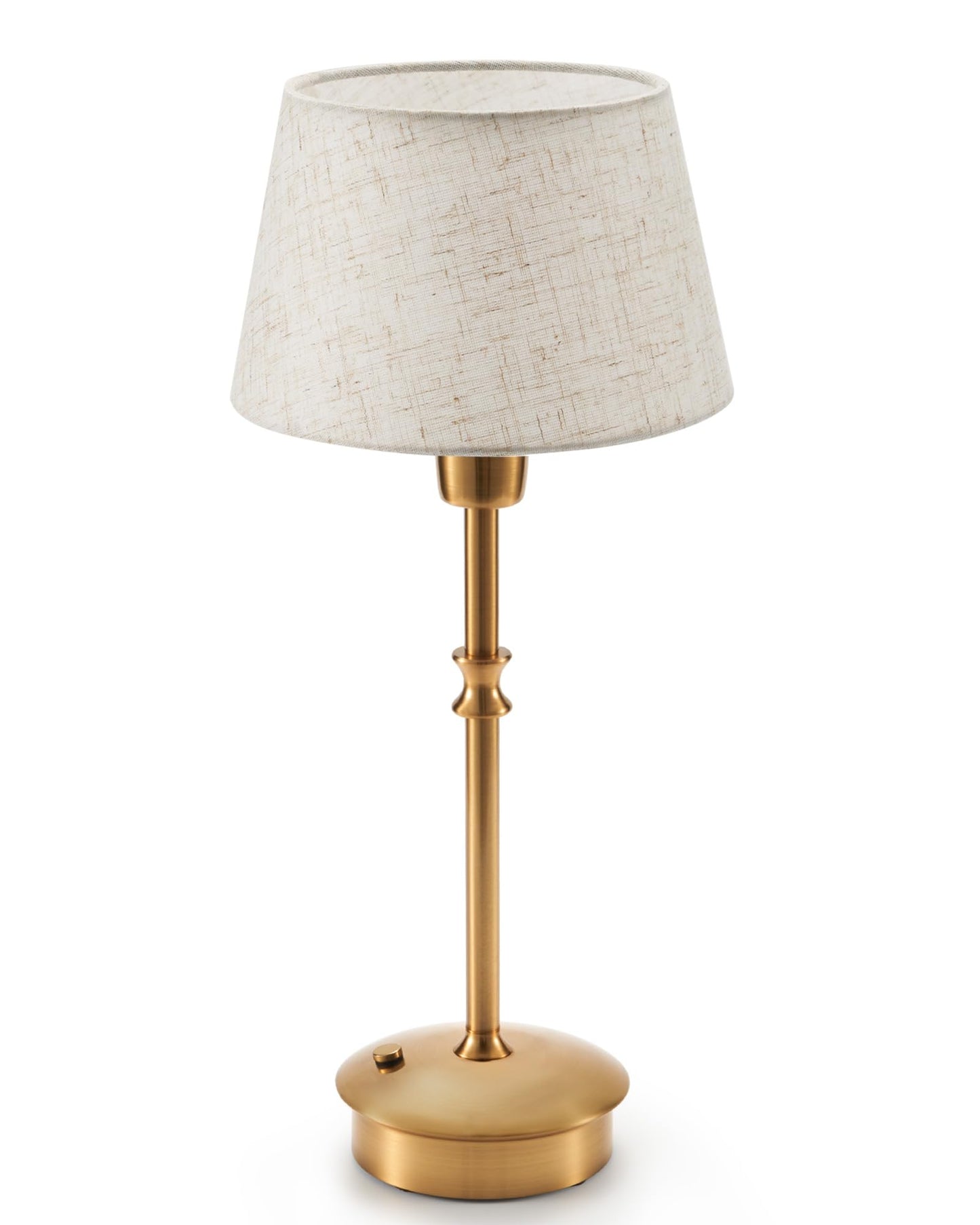 UMEXUS Cordless Lamp Rechargeable Table Lamps, 5000mAh Battery Operated Lights, 3 Level Brightness Dimmable, Portable Night Bedside Light for Patio, Restaurant, Dining, Fabric Shade, Antique Brass