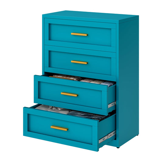 Washsemba Metal 4 Drawer Dresser,15.8" D x 31.5" W x 39.25" H,Home Peacock Blue Dresser for Bedroom,Storage Cabinet with 4 Drawers,Tall Dresser,Entryway, and Closet.Peacock Blue