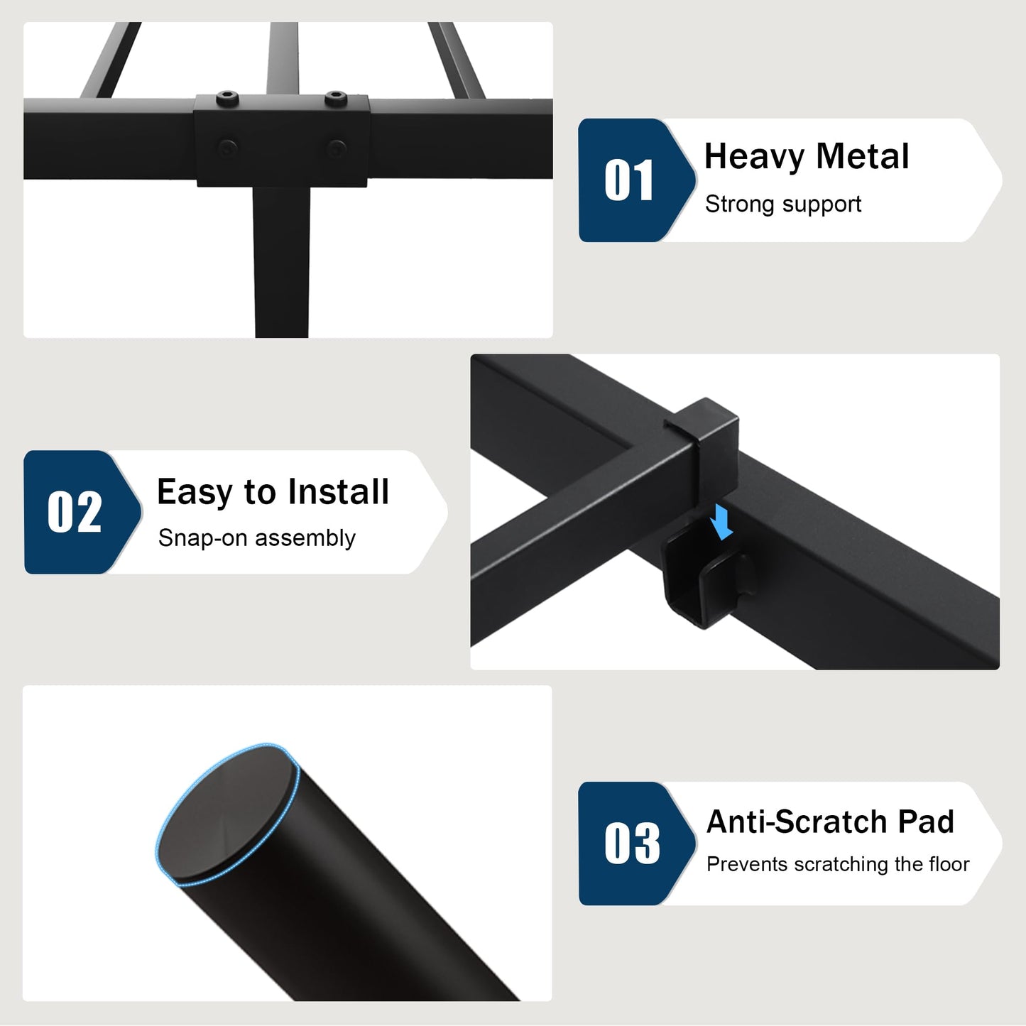 GalnFu King Size Metal Bed Frame, Platform Bed with Classic Wrought Iron-Art Headboard and Footboard, 12" Underbed Space, No Box Spring Needed, Easy Assembly, Noise-Free, Black