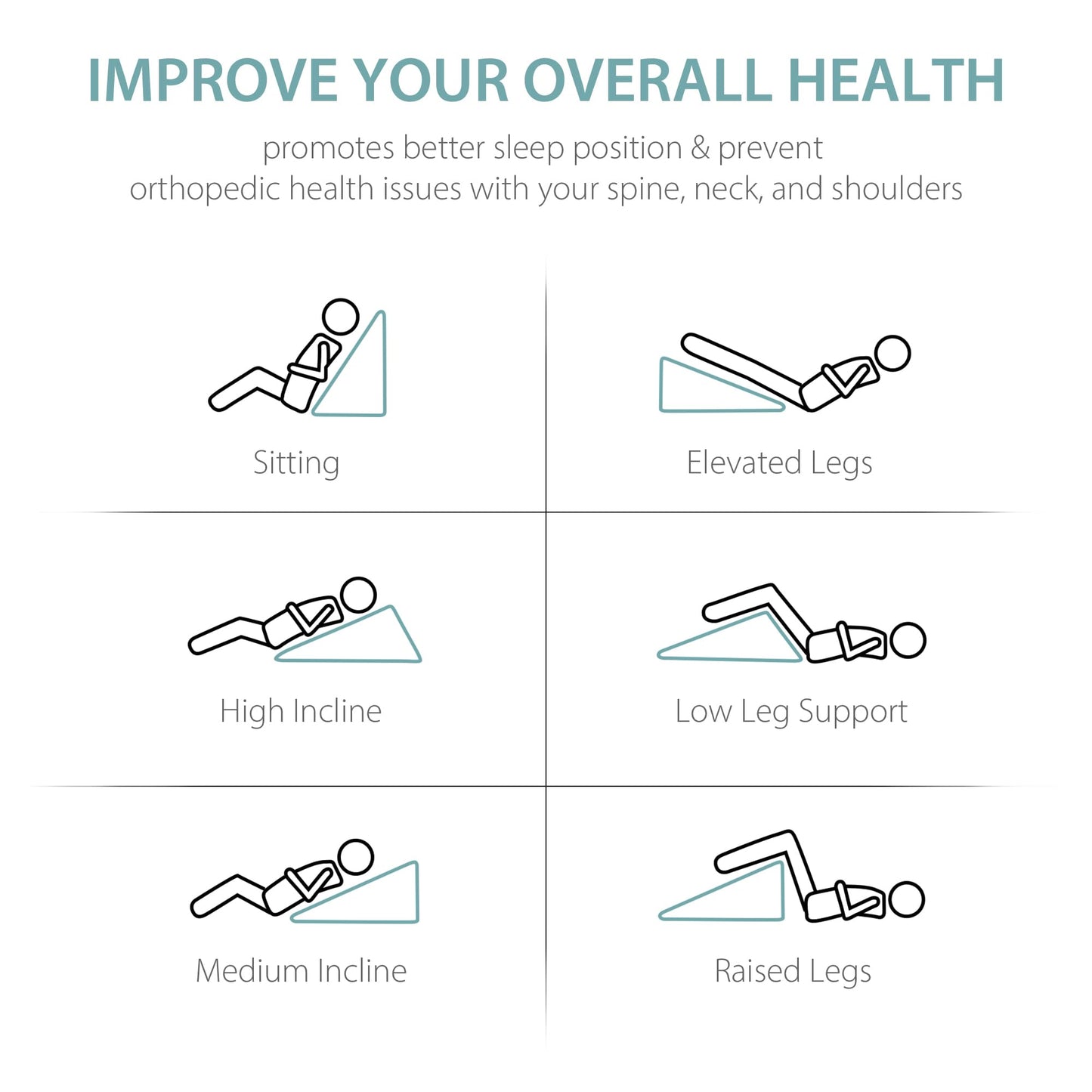 Bed Wedge Pillow with Foam Top for Sleeping, 10 Inch Elevated Support Triangle Pillow for Reading and Rest, Bed Pillow for Legs and Back Support with Washable Cover