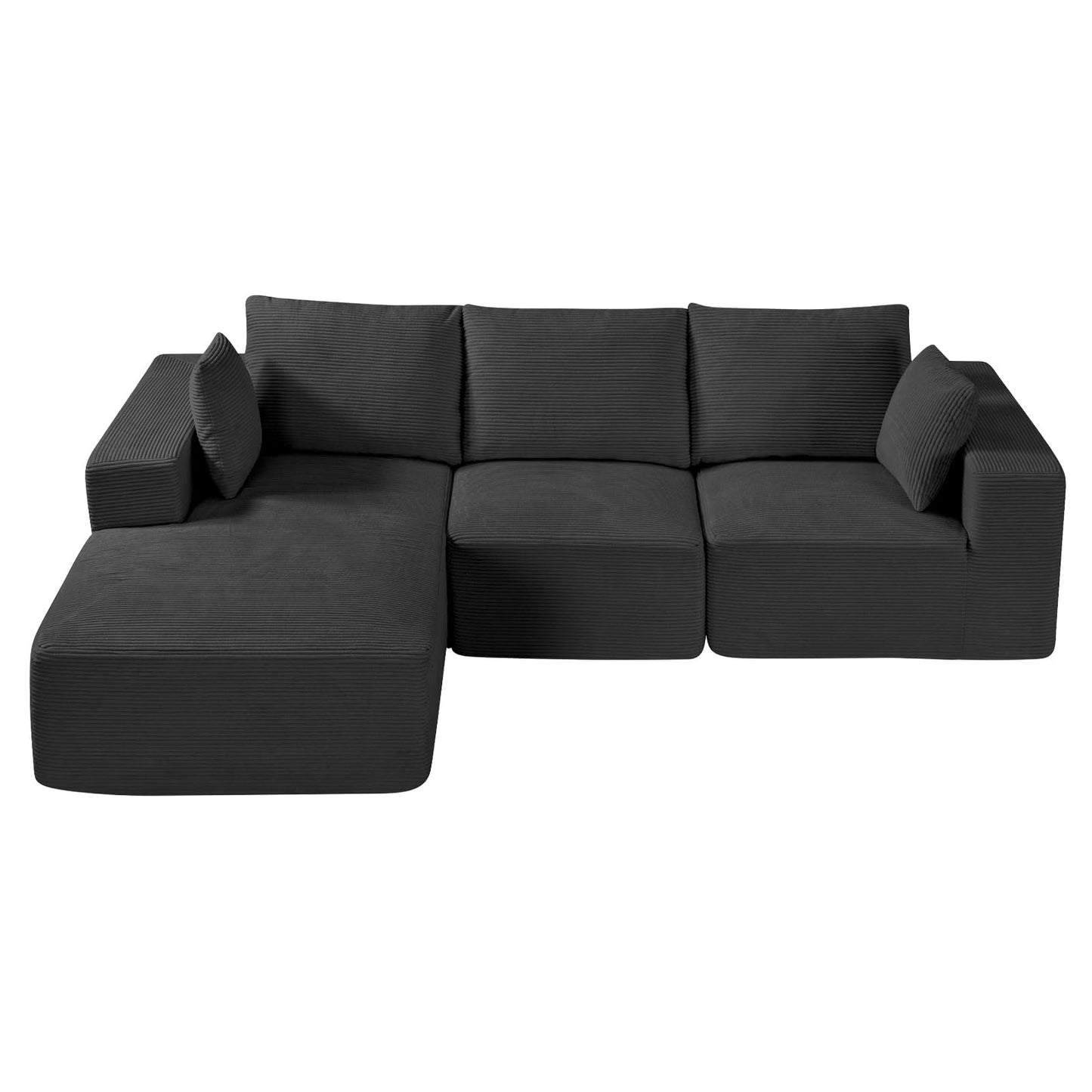 VEVOR Modular Sectional Sofa, Sectional Couch for Living Room, L Shaped Sofa with High Rebound Sponge, Cloud Couch with Cushion for Living Room, Apartment, Black