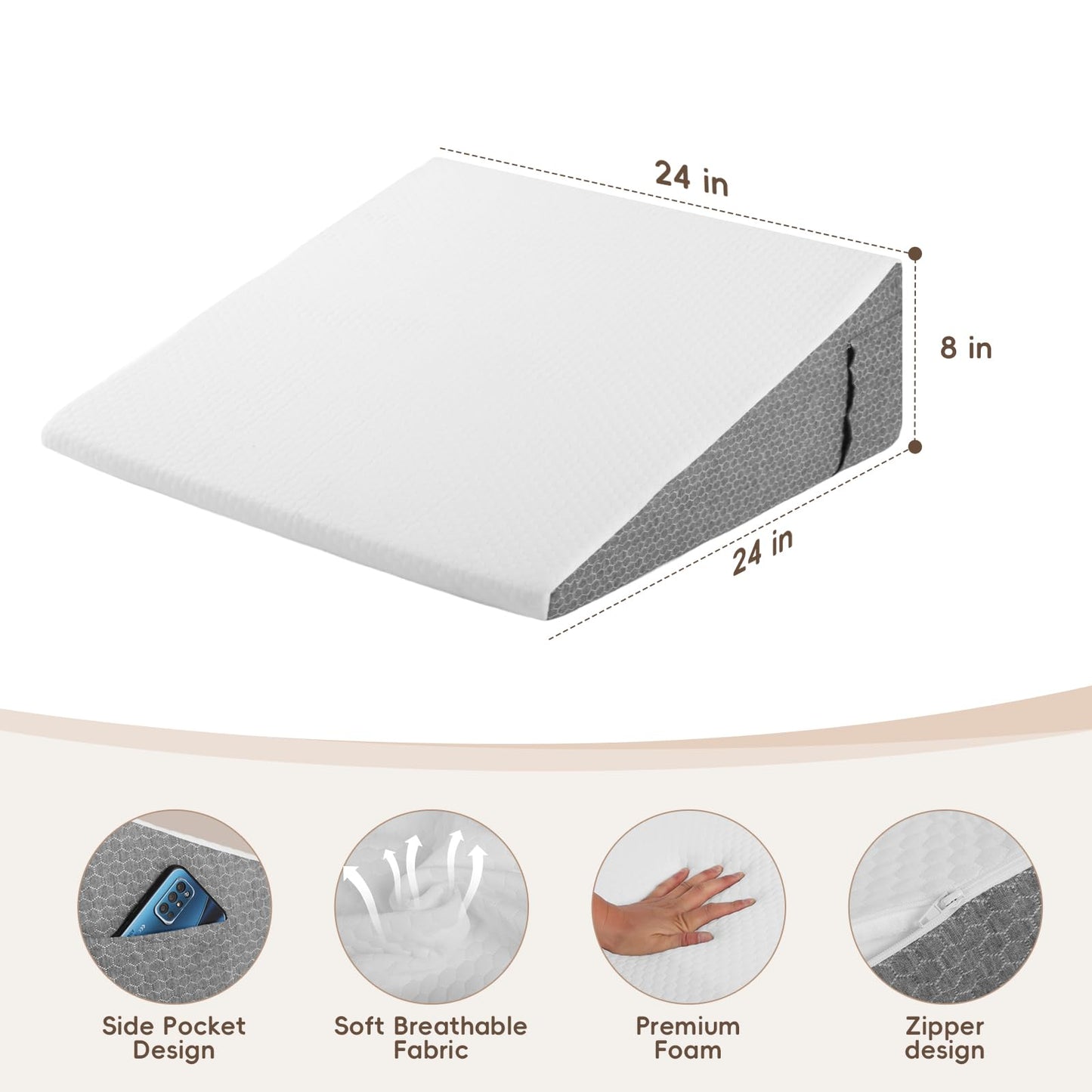 TBXONMOW Wedge Pillow for Sleep Apnea Bed Wedge Pillow Headboard Set for After Surgery,Sleeping,Gerd Acid Reflux Relief,Back Pain Relief Triangle Pillow for Adult,Neck Pain,Anti Snoring,Back Support