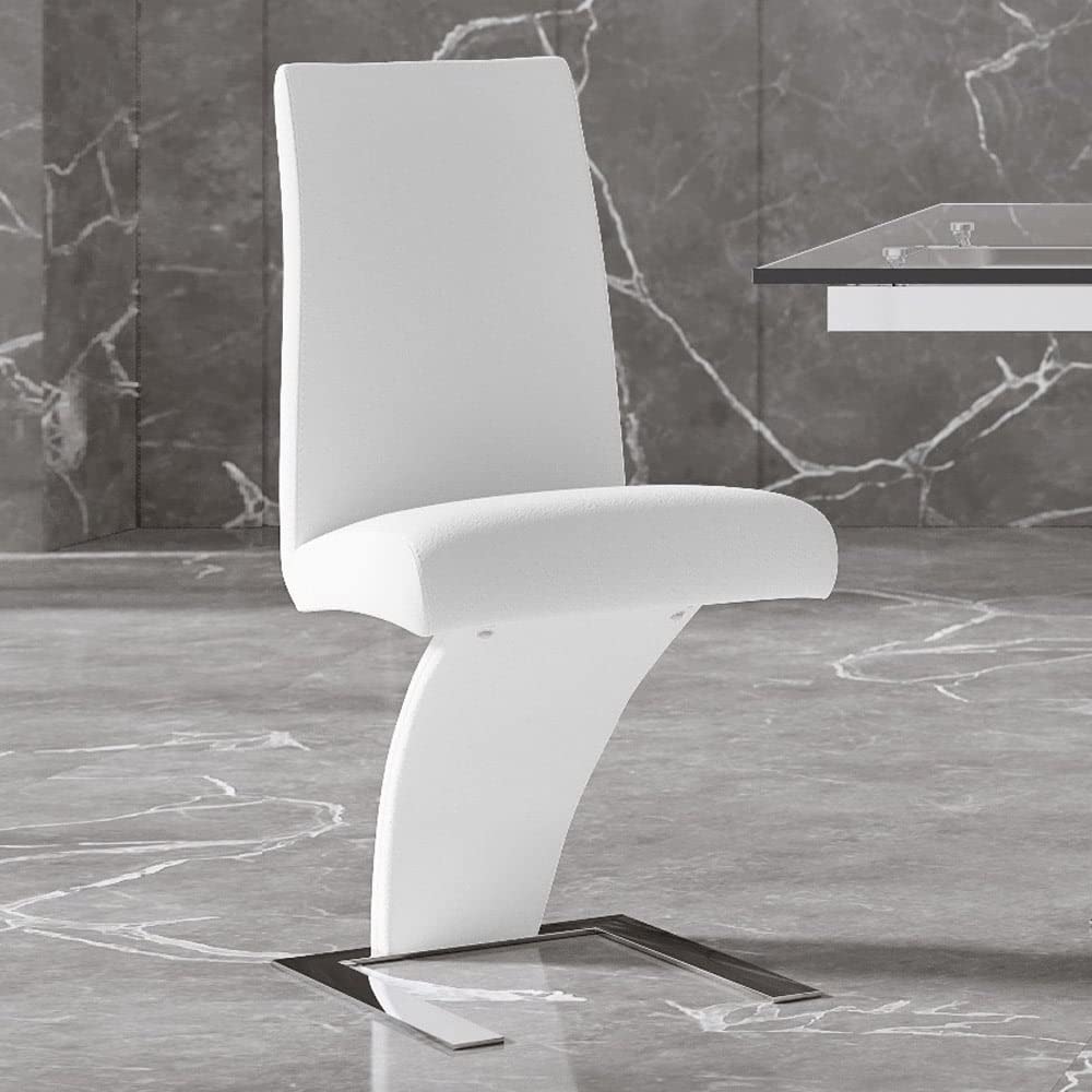 ZURI Furniture Modern Mesa Dining Chair in White Leatherette and Stainless Steel