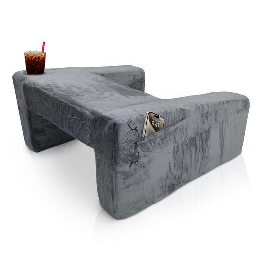Zenith Space - Reading Pillow for Lap to Improve Your Reading Experience - Memory Foam Adult Gaming Pillow for Bed with Cup Holder - Allow 24–72 hrs to Fully Expand - Maximizing Your Comfort