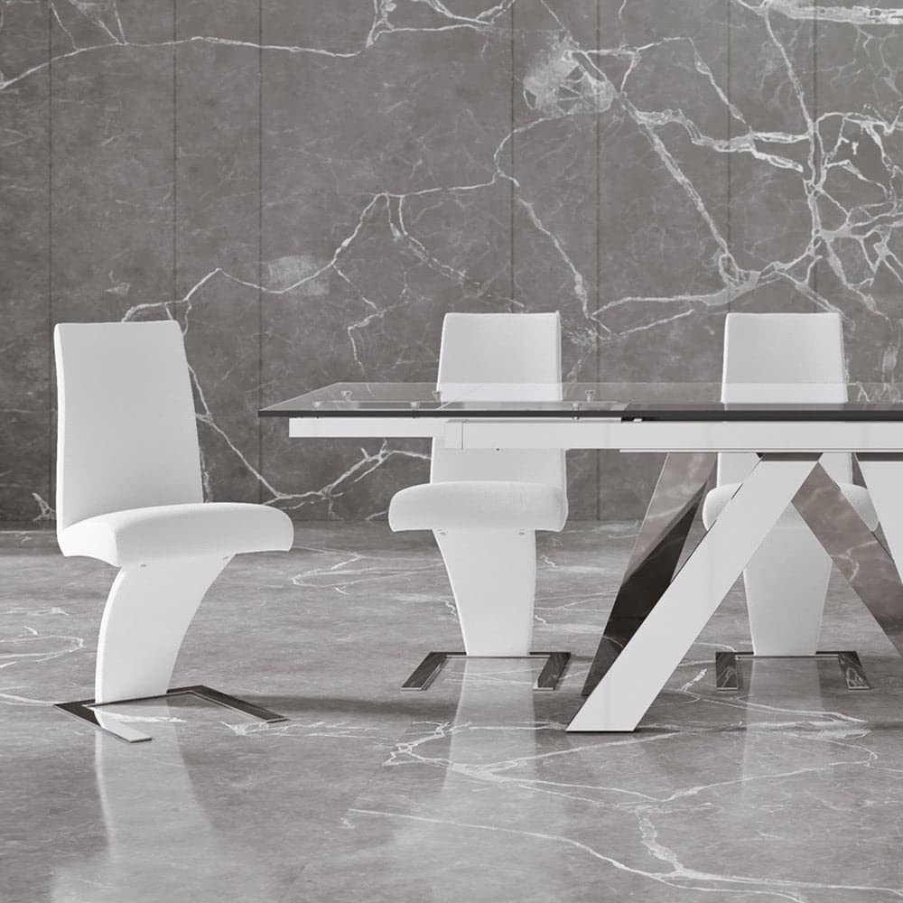 ZURI Furniture Modern Mesa Dining Chair in White Leatherette and Stainless Steel