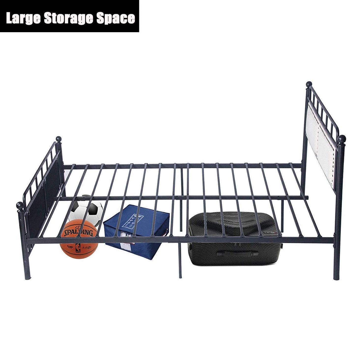 Vilobos 12 Inch Platform Metal Modern Bed Frame with Headboard and Side Rails,No Box Spring Needed,Full