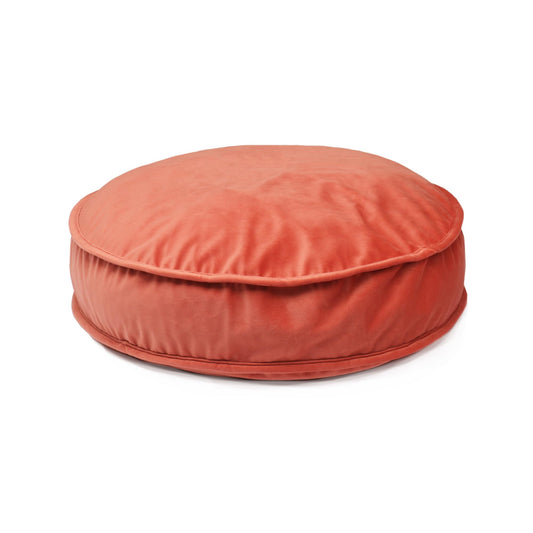 YIUOR Round Floor Pillow Cover Velvet Throw Seating Pouf Yoga Meditation Cushion Plush Case Reading Room Decor Cover Only (19.7IN, Brick Red)