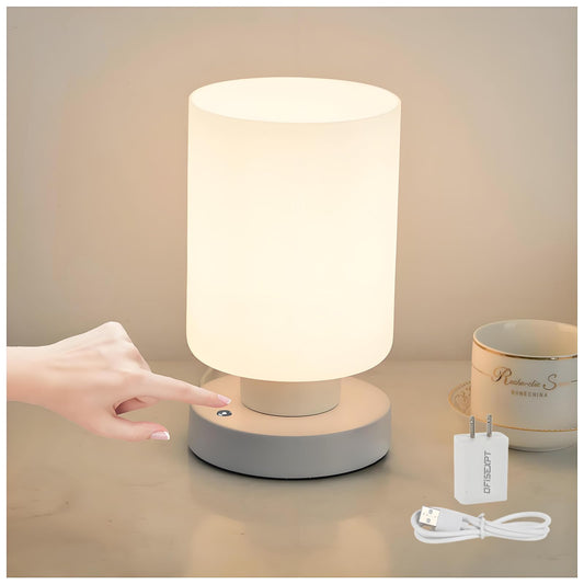 Wireless Rechargeable Bedside Table Lamps，5200mah Battery Operated, Stepless Dimming, Touch Lamps for Nightstand, 3000k Led Bulb, Simple Design