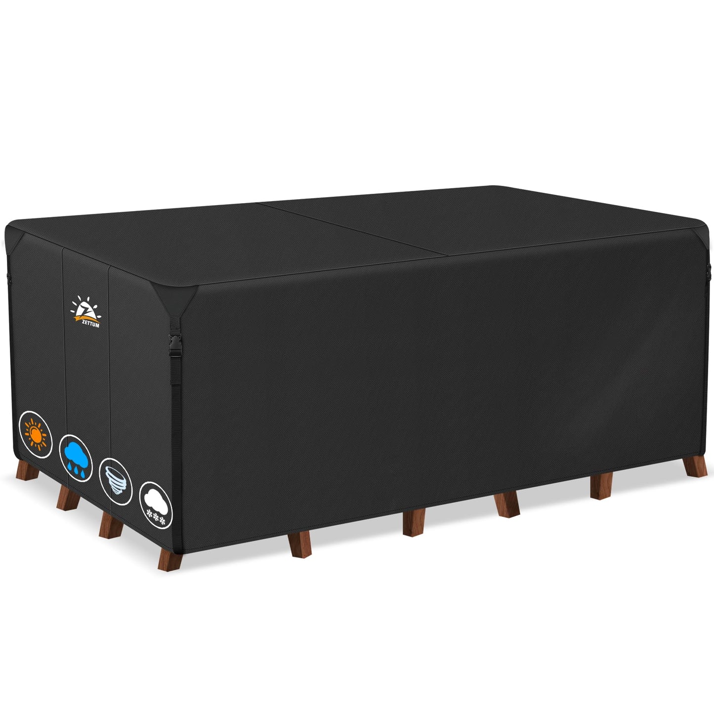 Zettum Patio Furniture Cover Rectangle - 110 Inch Outdoor Table Cover Waterproof & Heavy Duty, Large 600D Lawn Furniture Sofa Set Covers for Outside Dining Table and Chairs Combo - 110 x 74 x 28 Inch