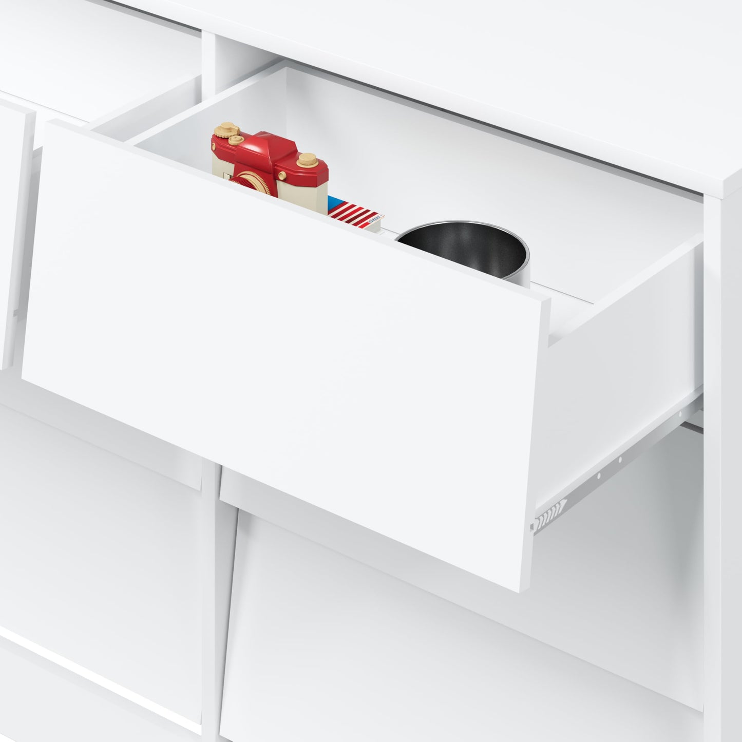 XSUQGP 9-Drawer Dressers for Bedroom,Wooden Dresser TV Stand,Storage Cabinet Drawers Handle Free,Modern Chest of Drawer Organizer Unit for Hallway,Living Room,White