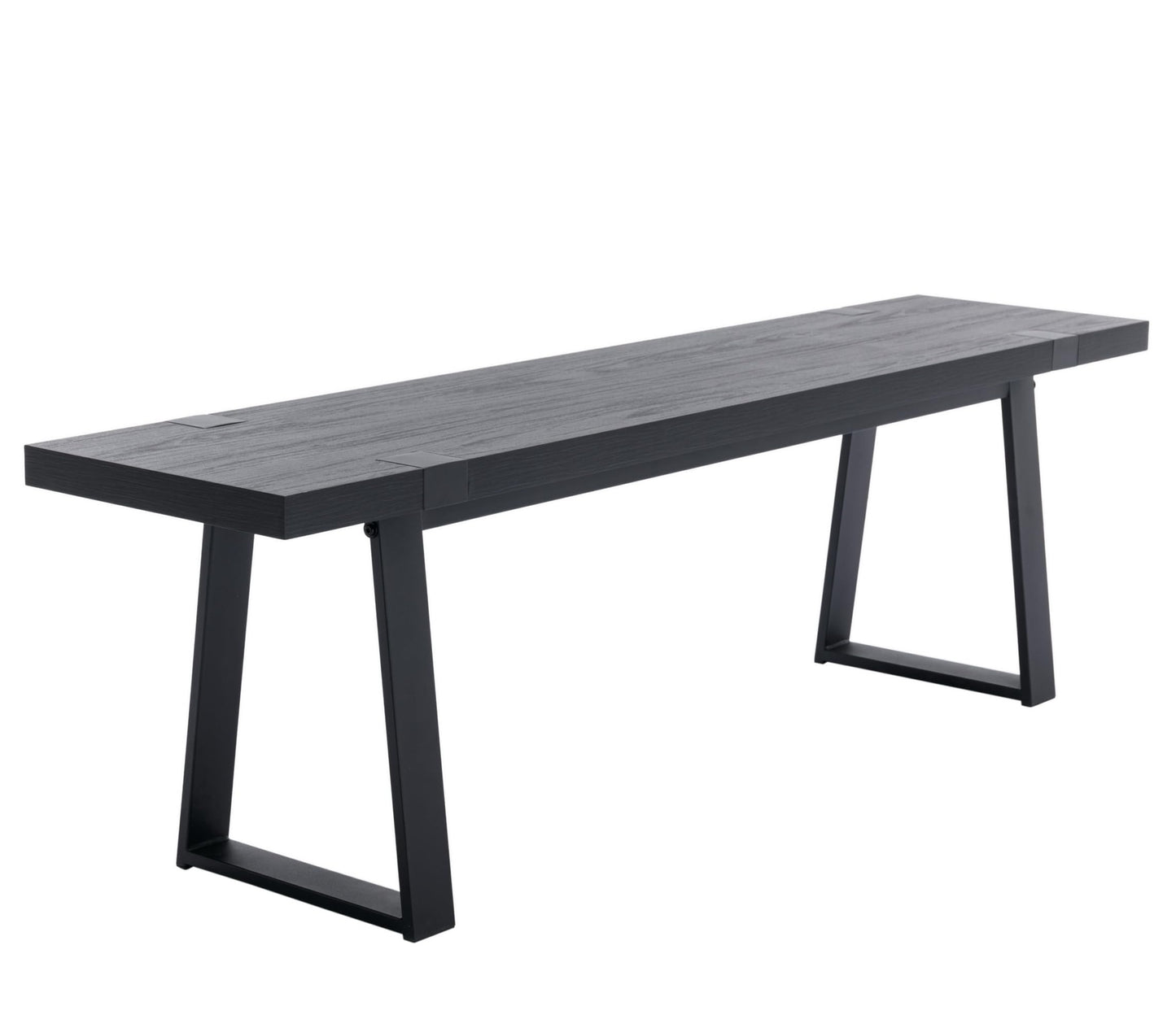 60" Black Dining Bench, Wooden Table Bench with Metal Legs, Modern Kitchen Bench for Enrtyway/Indoor/Dining Room