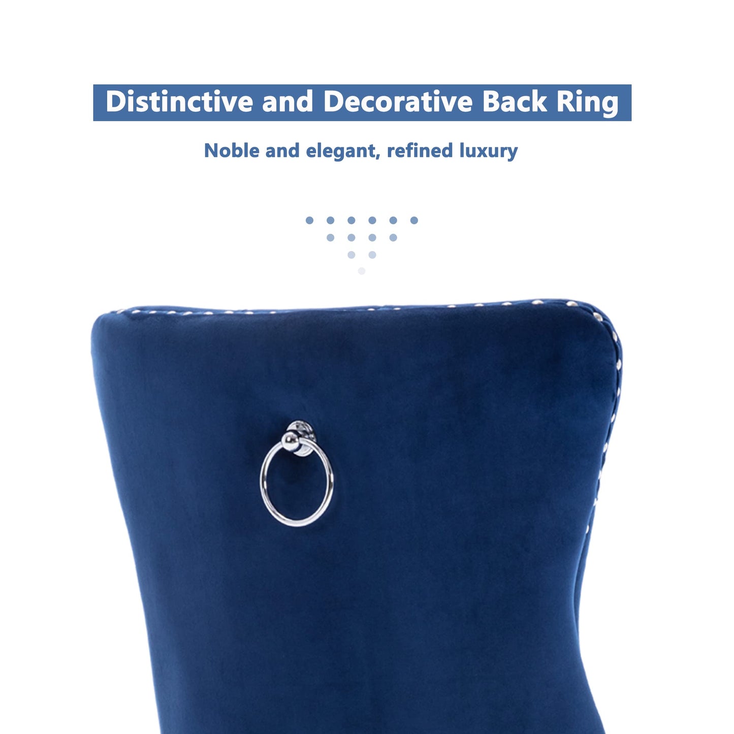 Virabit Blue Dining Chairs Set of 4, Velvet Tufted with Nailhead Back and Ring Pull Trim, Upholstered for Kitchen/Bedroom/Dining Room