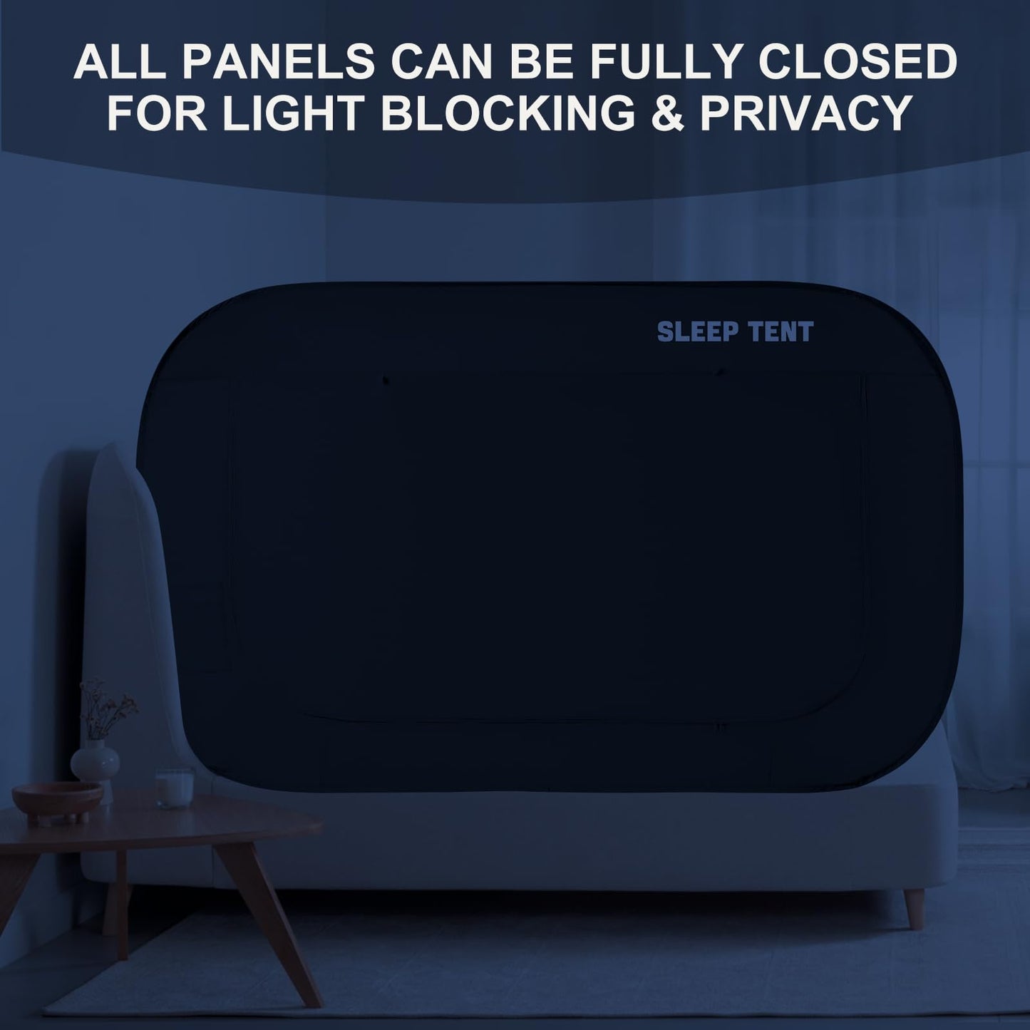 Bed Canopy Bed Tent Dream Tents Privacy Space Twin Size Sleeping Tents Indoor Pop Up Portable Frame Curtains Breathable with Mosquito Mesh Window for Kids and Adult (Mattress Not Included) Black