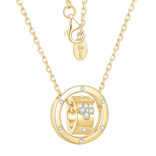 TIMELESSTAR Four Leaf Clover Gold Necklace for Women Dainty Layered 14K Plated Non Tarnish Friendship Moissanite Diamond Shamrock Pendant 925 Sterling Silver Chain Stack Necklaces