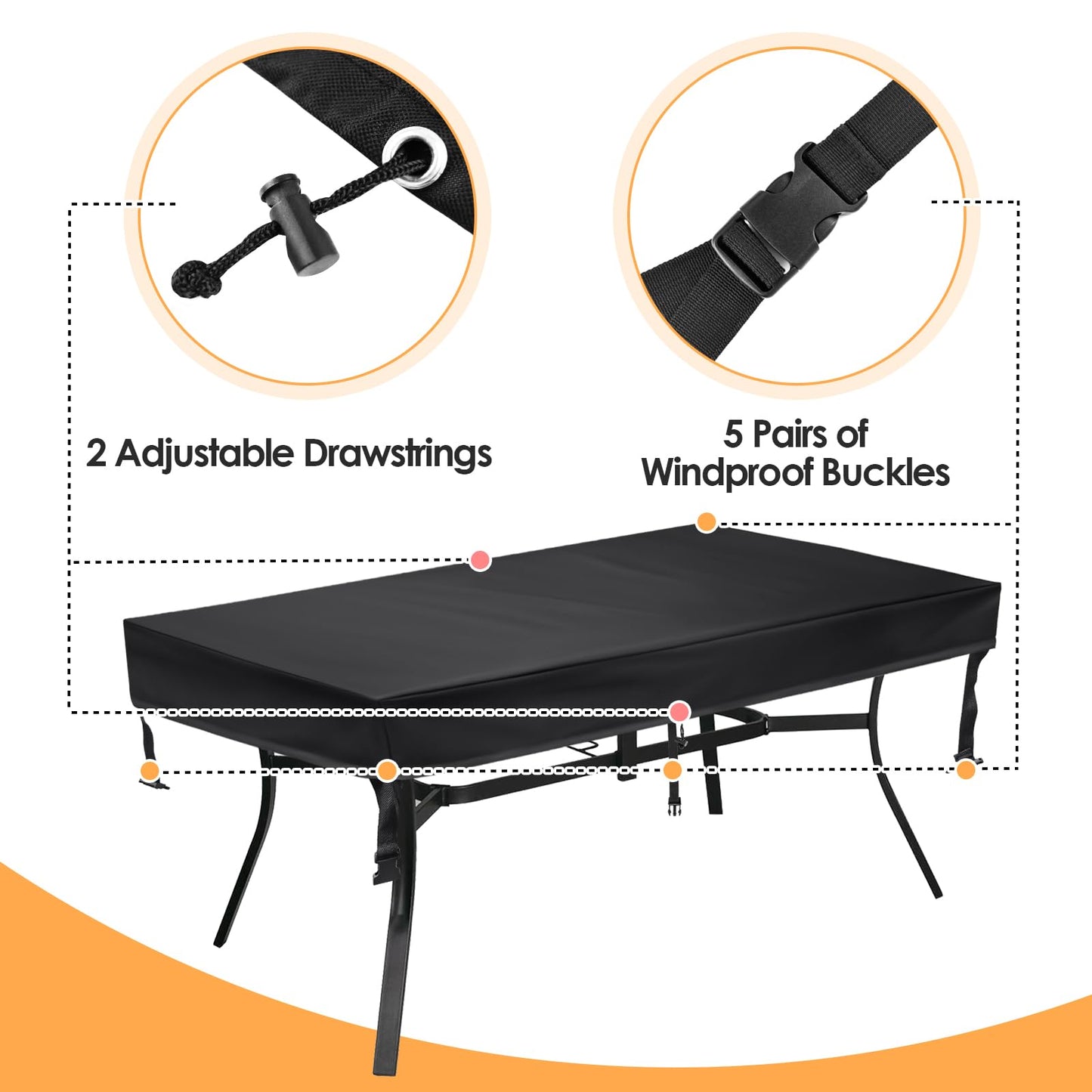 TOHONFOO Outdoor Dining Table Cover - Waterproof Anti-UV Patio Table Cover - Outdoor Table Cover 60" L x 35" W x 6" H