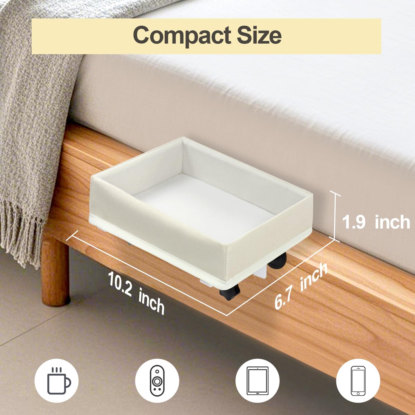 WOMACO Bedside Shelf for Bunk/Loft Bed, College Dorm Room, Top Bunk Bed Side Tray, Clamp On Bedside Remote Control Storage Caddy Cup Holder (Beige, Medium)