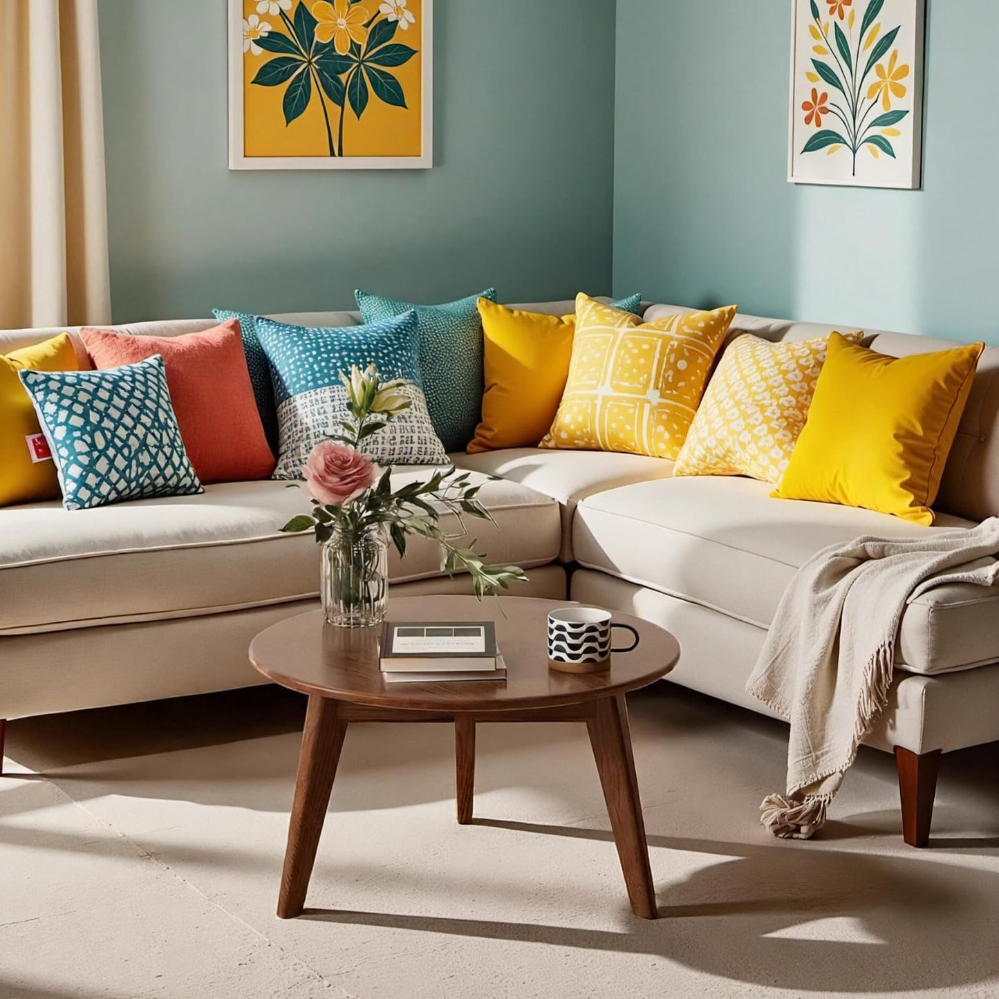 Vadisun 100% Solid Oak Wood Mini Coffee Table, Round Living Room Table Side Table w/Solid Wood Legs, Walnut Mid Century Sturdy Tables for Bedroom Balcony Living Room (23.62" D x 13.78" H)