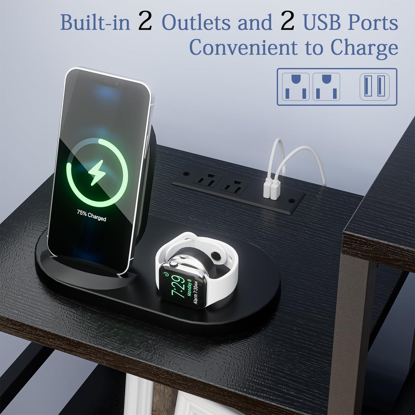 HPWLYO 9 Drawer Dresser with LED Light, Tall Fabric Drawers Dresser for Bedroom with Power Outlets, Dressers & Chests of Drawers with 3 Shelves for Bedroom