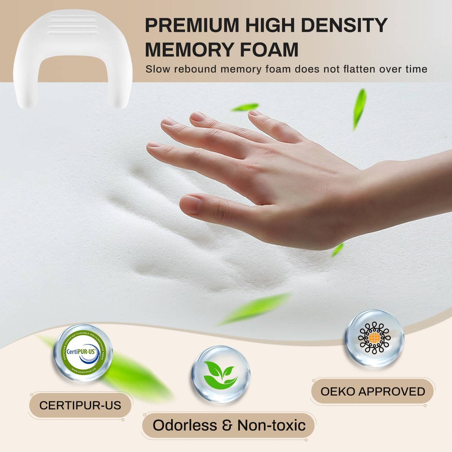 WOGAHEV Laptop Lap Desk, Reading Pillow for Bed, Memory Foam Arm Rest Support Gaming Pillow with Cup/Phone Pocket, Laptop Lap Desk for Working, Gaming, Reading on Couch Bed Floor- White