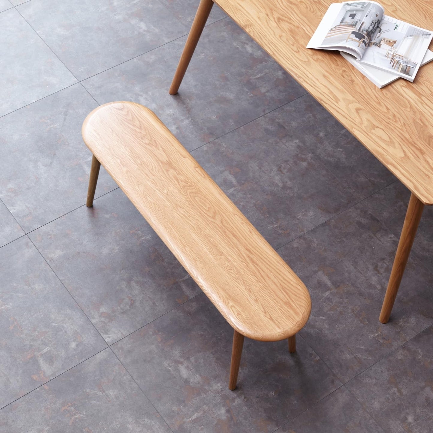 Wayshome 100% Solid Oak Dining Bench, Wood Bench for Bedroom End of Bed with Rounded Corners, Entryway Benches for Dining Room, Kitchen, Living Room (Natural Oak, 39.4")