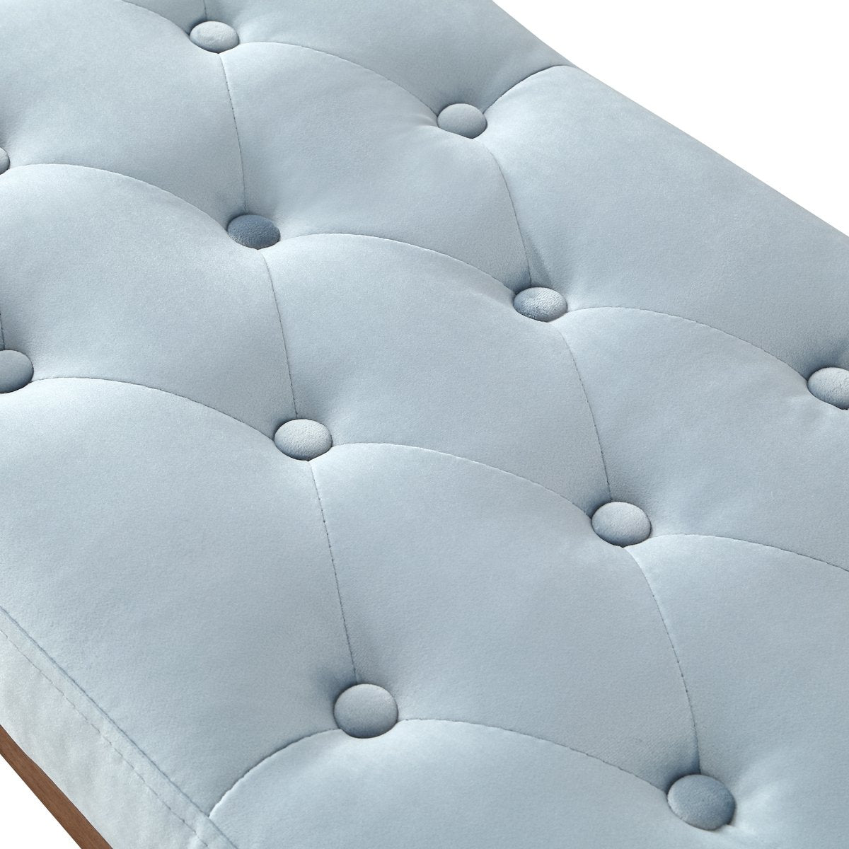 24KF Velvet Upholstered Buttons Tufted Entryway Bench with Solid Wood Leg,Bed Bench Ottoman with Padded Seat,5034-Seaglass