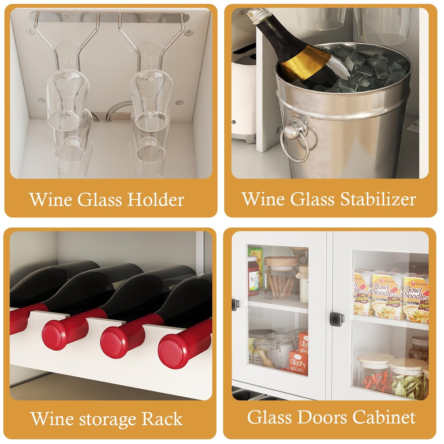 71" Kitchen Pantry Storage Cabinet with Charging Station, Farmhouse Coffee Bar Cabinet with Adjustable Shelves, Tall Hutch Cabinet with Microwave Stand & Wine Rack for Kitchen, Living Room (White)