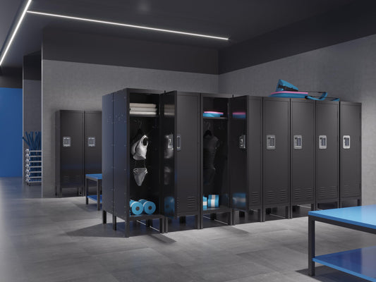 VeroFree Tall Single Door Metal Storage Locker Cabinet Industrial for Living Room, Bedroom, Gym, School Durable Spacious Black Organizer (1 Door)