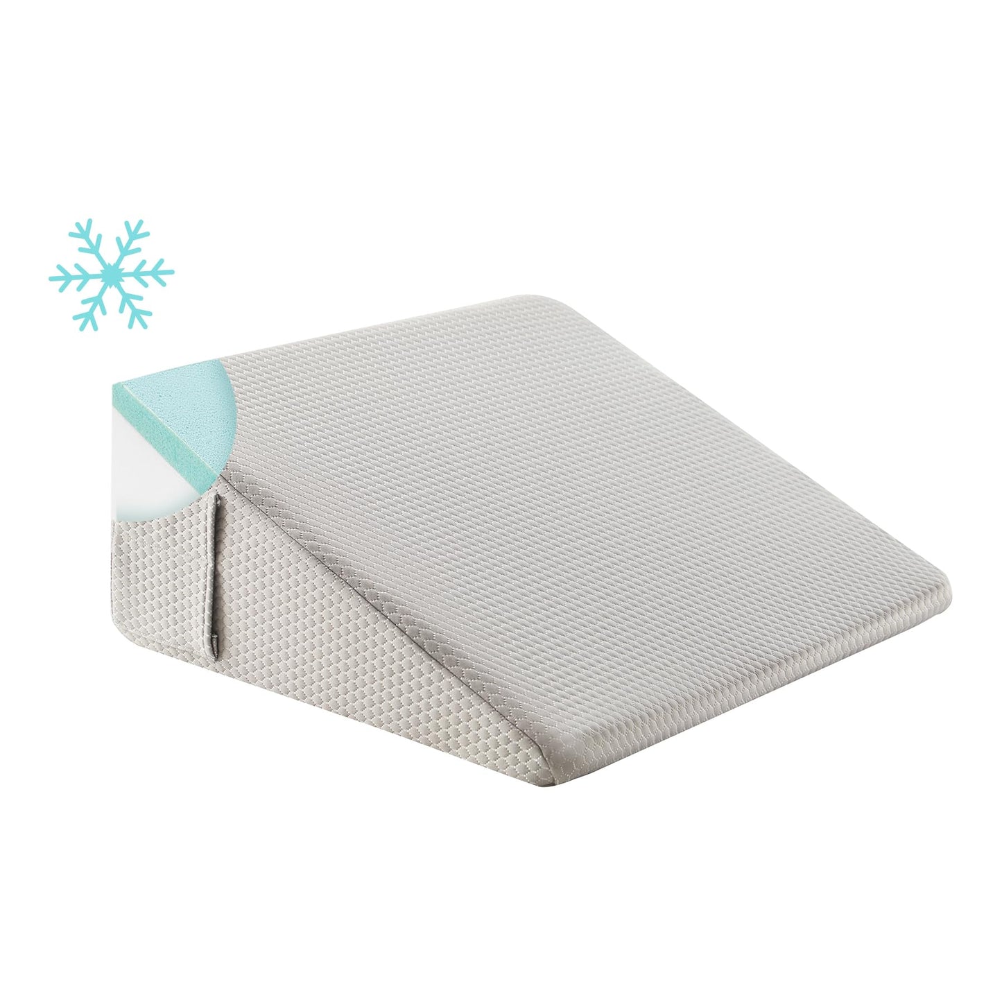 Bedluxe Wedge Pillow for Sleeping, 10 inch Elevated Support Bed Wedge Pillow, Breathable Triangle Pillow Wedge with Cooling Memory Foam Top - Removable Washable Cover, Grey