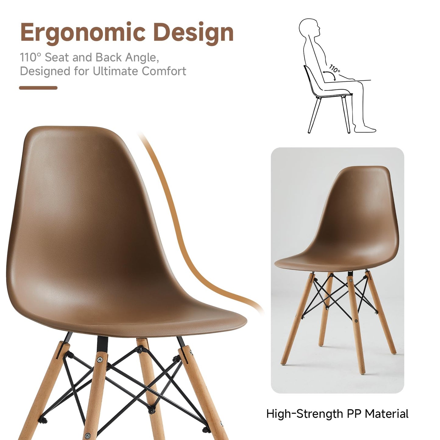 Yuqunfur Round Dining Table Set for 4 35.5" Wood Dinner Table Circle Dining Table Kitchen Table Chairs Set of 4 with Wood Strip Base for Kitchen Living Room Space Saving Apartment(Brown)