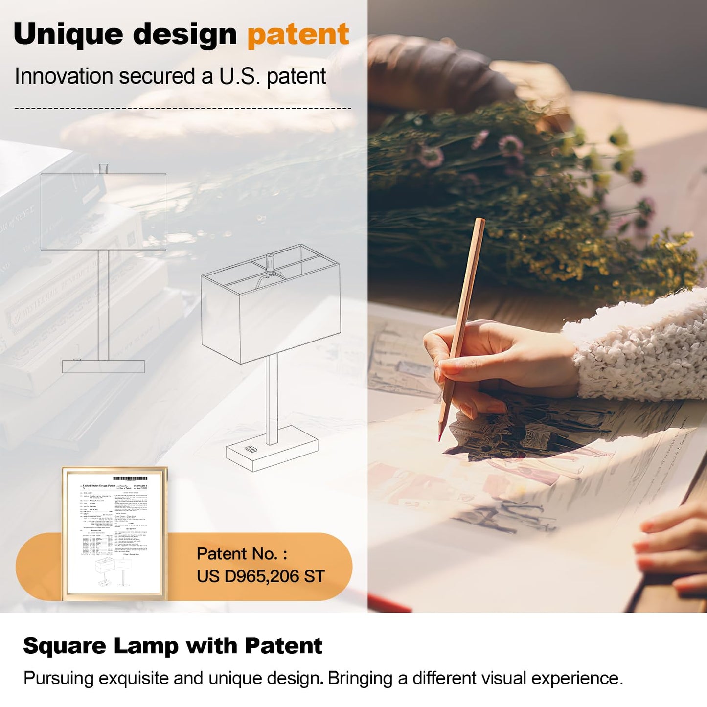 21" Touch Bedside lamps with 2 USB & AC Outlets, 3-Way Dimmable Bedside Table Lamps Set of 2 for Bedroom Living Room Office Reading, Gray Shade Lamps for Night Stands, 5000K LED Bulbs Included