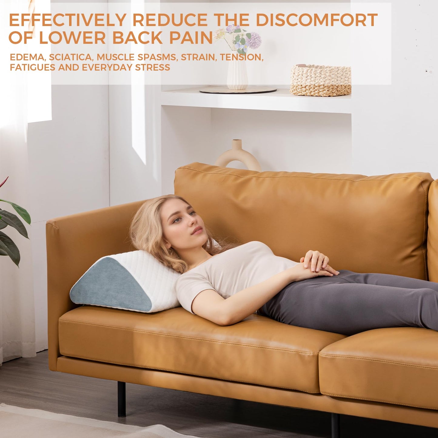 Knee Wedge Pillow 6.3'' for Post-Surgery Recovery - Leg Elevation Support for Sleep Position,Alleviating Lower Back & Hip Pain Enhancing Circulation in Ankles Legs Triangle Pillow with Removable Cover