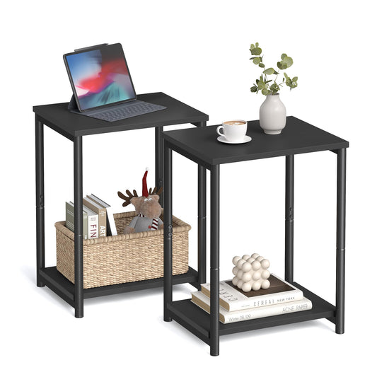 VASAGLE Side Tables Set of 2, Small End Table, Nightstand for Living Room, Bedroom, Office, Bathroom, Black ULET272B16