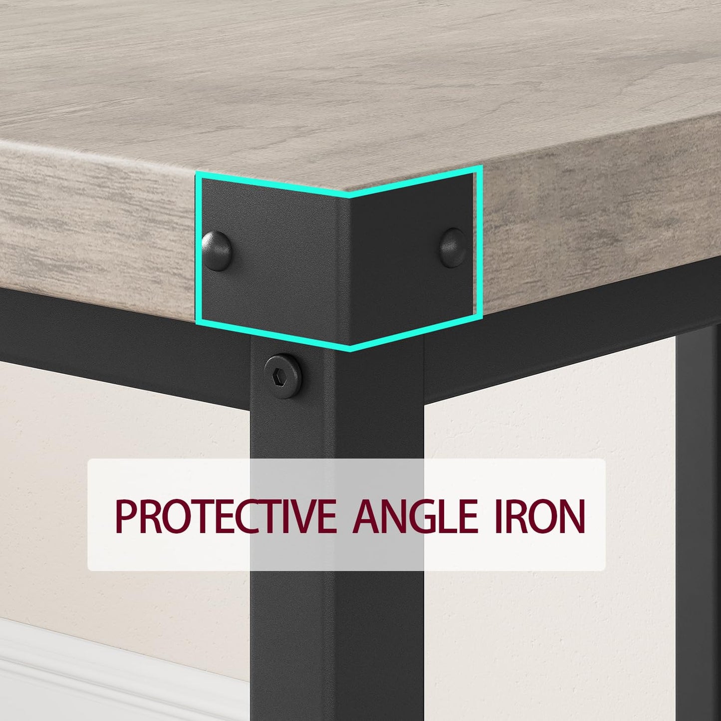 CABIHOME Dining Table and 2 Benches with Corner Protector, Dining Table Set for 4 with 2 Benches, Kitchen Table Set for 4-6 with H-Shaped Frame for Small Space, Kitchen, Apartment, Rustic Gray