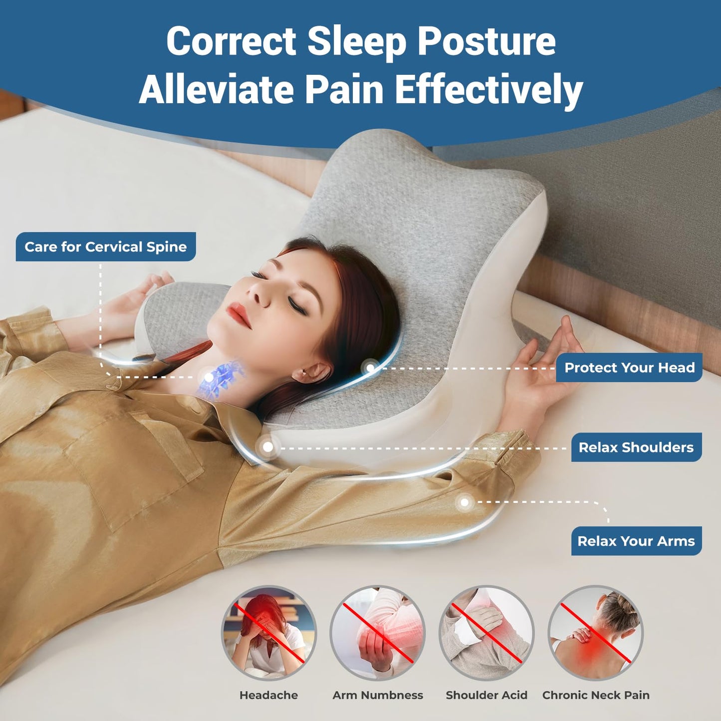 WOGAHEV Reading Pillow for Bed, Lying, Leaning and Prone, Ergonomic Memory Foam Bed Wedge Pillow for Headboard, Chin & Back Support Pillows on Bedrest Couch Floor- Grey