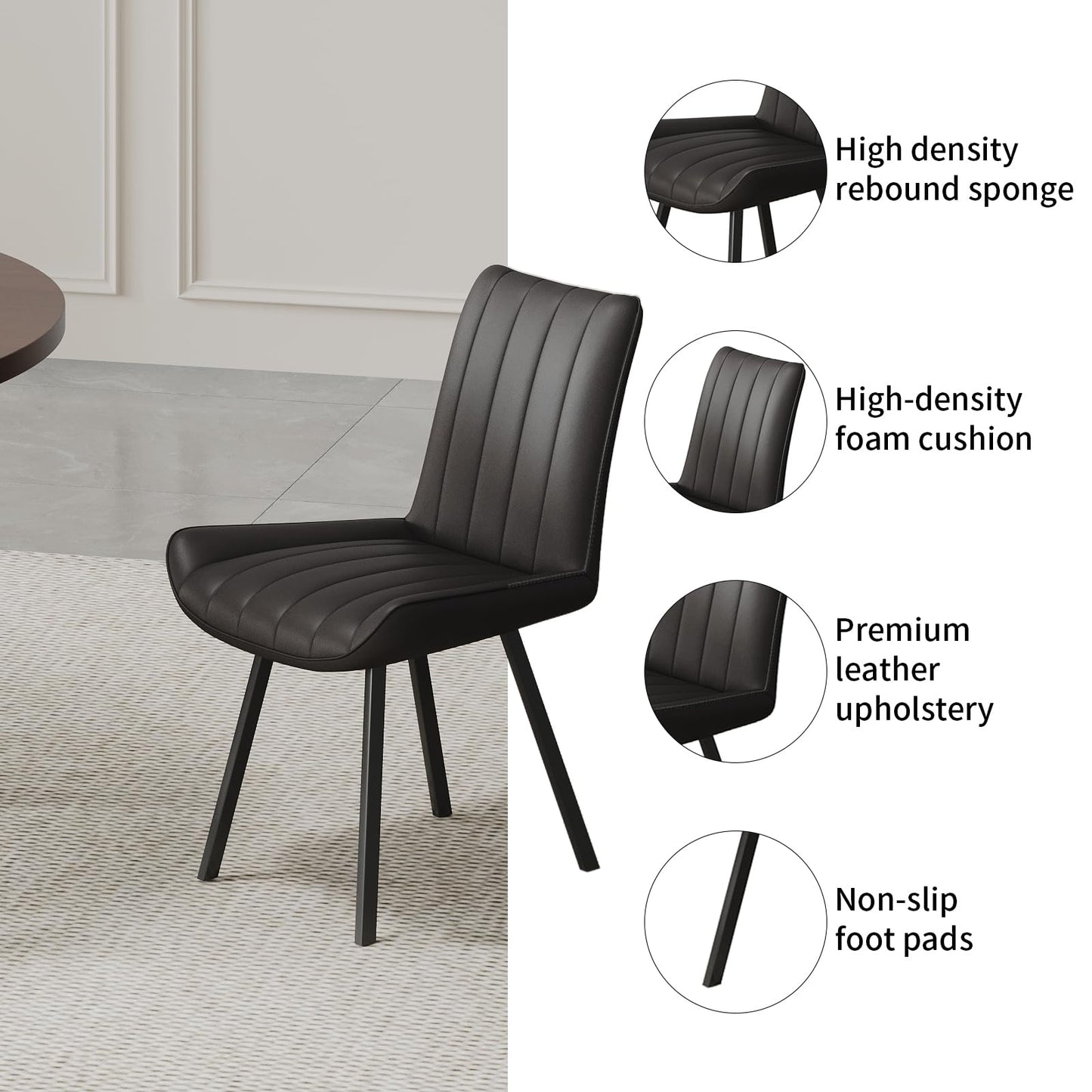 45.3" Walnut Round Dining Table Set with 4 Chairs – Mid-Century Modern Small-Space Kitchen & Dining Room Furniture for Apartment or Breakfast Nook (Walnut – Storage Table + 4 Black Chairs)