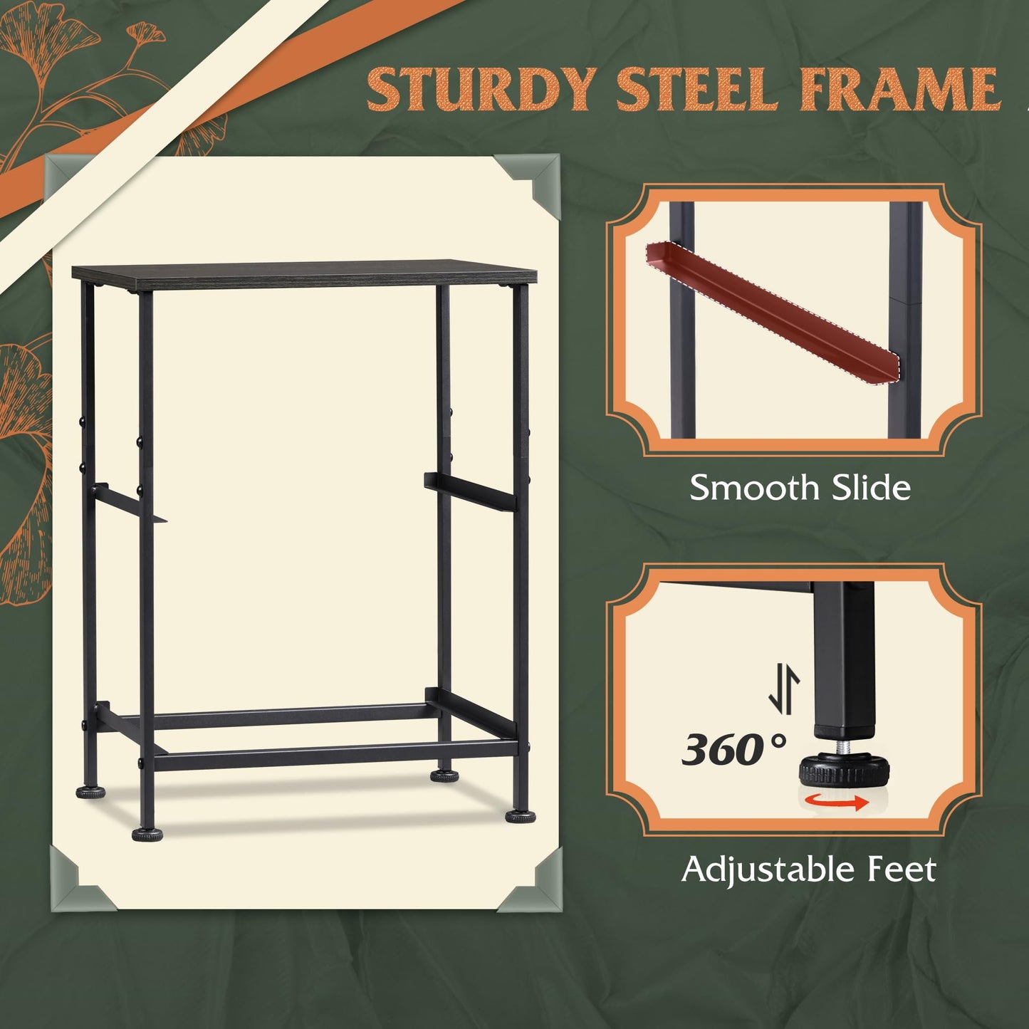 WLIVE Night Stand Set 2, Nightstand with 2 Fabric Drawers, Small Dresser for Bedroom, Bedside Table for Small Spaces, Dorm, Charcoal Black Wood Grain Print