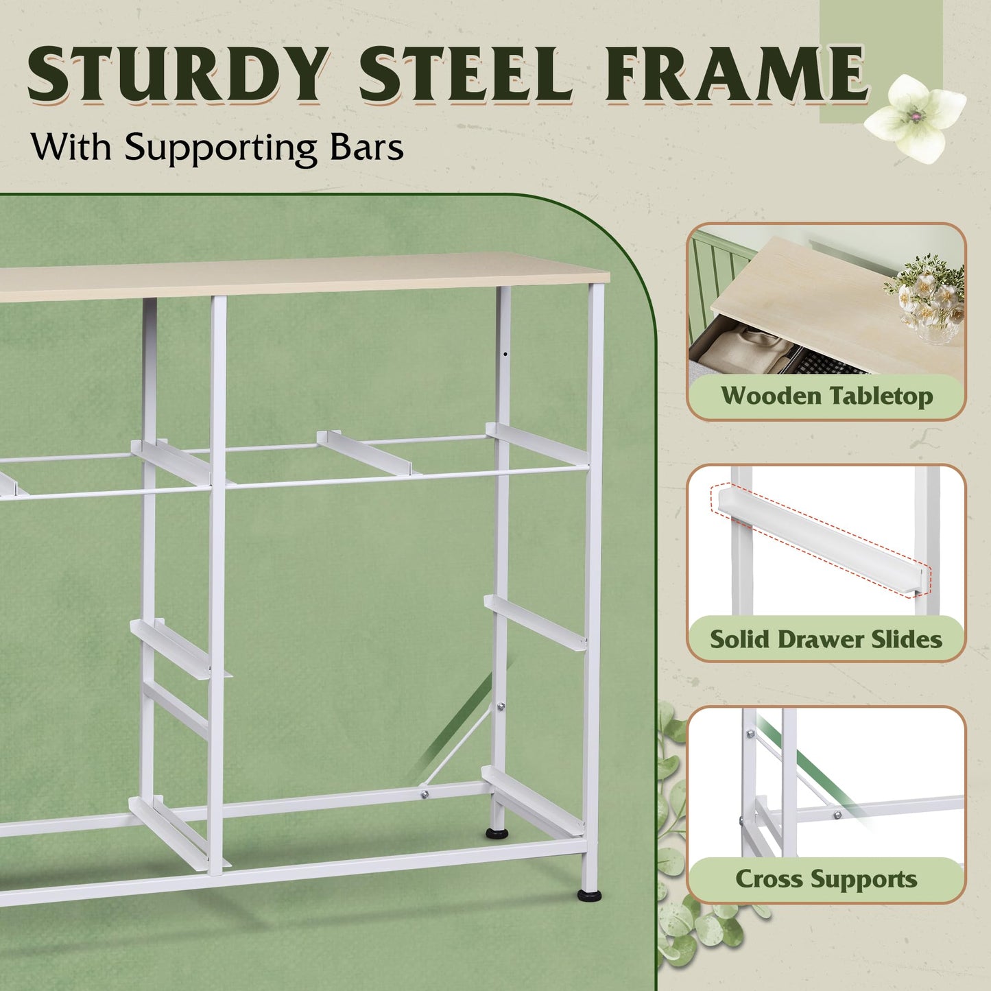 WLIVE 8 Drawer Dresser for Bedroom, Wide Fabric Dresser Storage Organizer, Chest of Drawers with Wood Top, Sturdy Steel Frame, Dressers for Living Room, Closet, Hallway, Light Grey