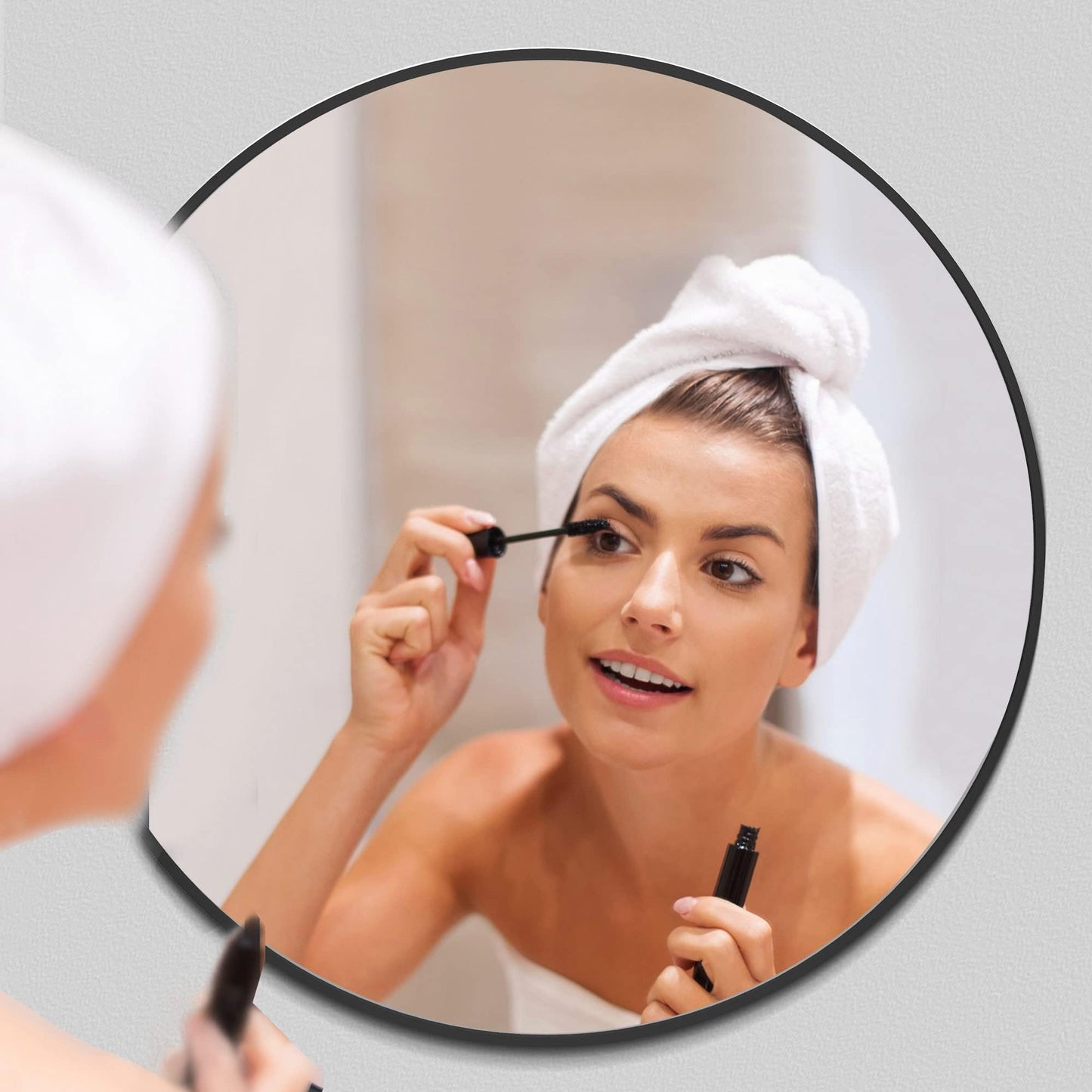 Umzodo 30 inch Round Black Mirror, Brushed Black Metal Framed Circle Wall Mirror for Bathroom Vanity, Bedroom Decor, Living Room, Entryway