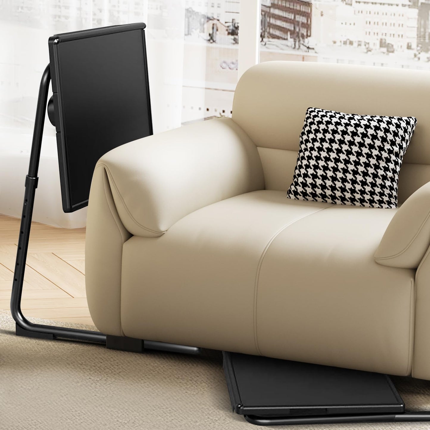 ZUCONKITCH Adjustable TV Tray Tables with 6 Height & 3 Tilt Angle, Folding TV Dinner Tray,TV Table with Cup Holder on Bed & Sofa (1 Pack, Black)