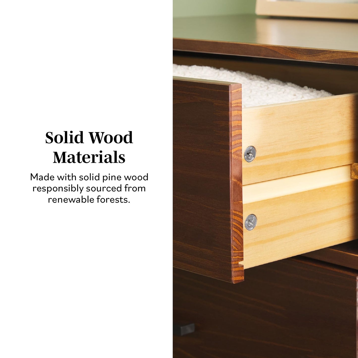 Walker Edison Sloane 6-Drawer Solid Wood Dresser with Metal Handles, 52 Inch, Walnut